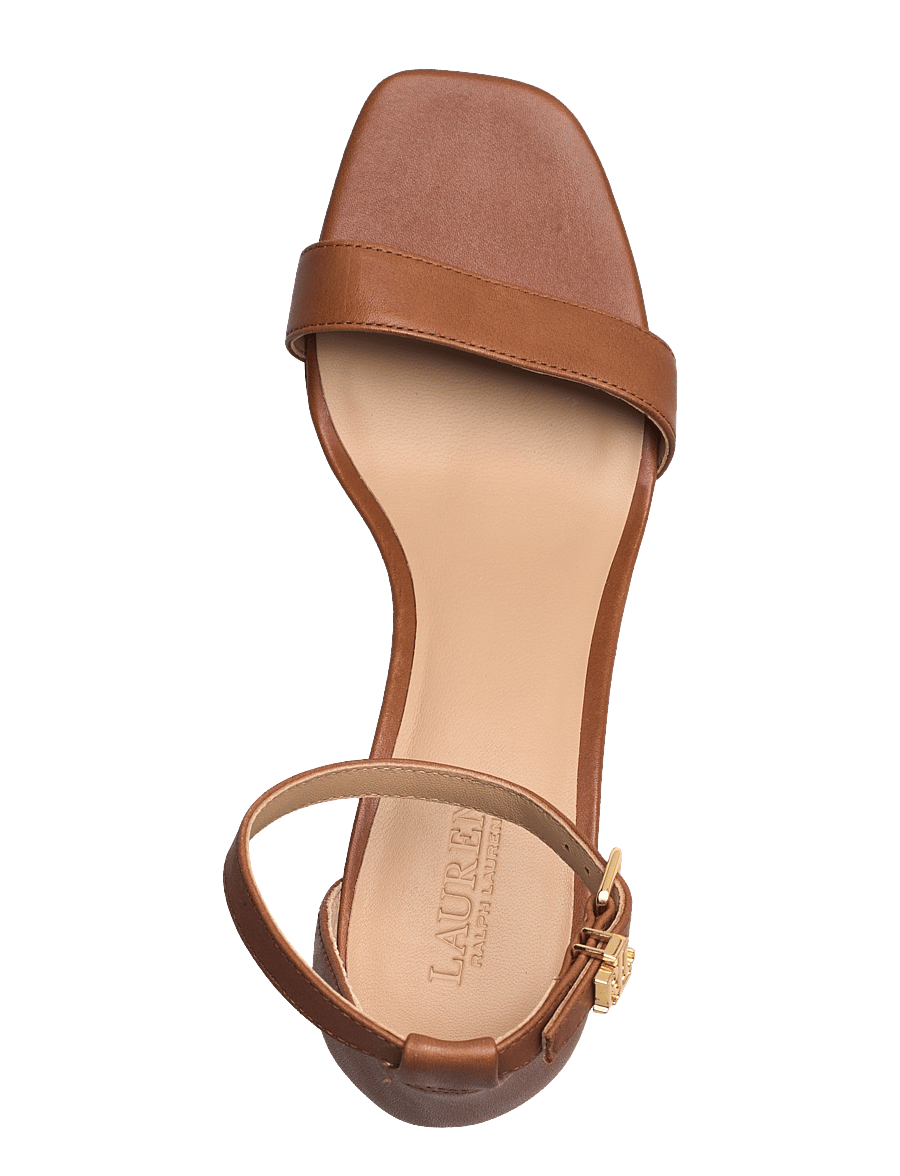 Lauren Ralph Lauren - Logan Burnished Leather Sandal - deep saddle tan - 3