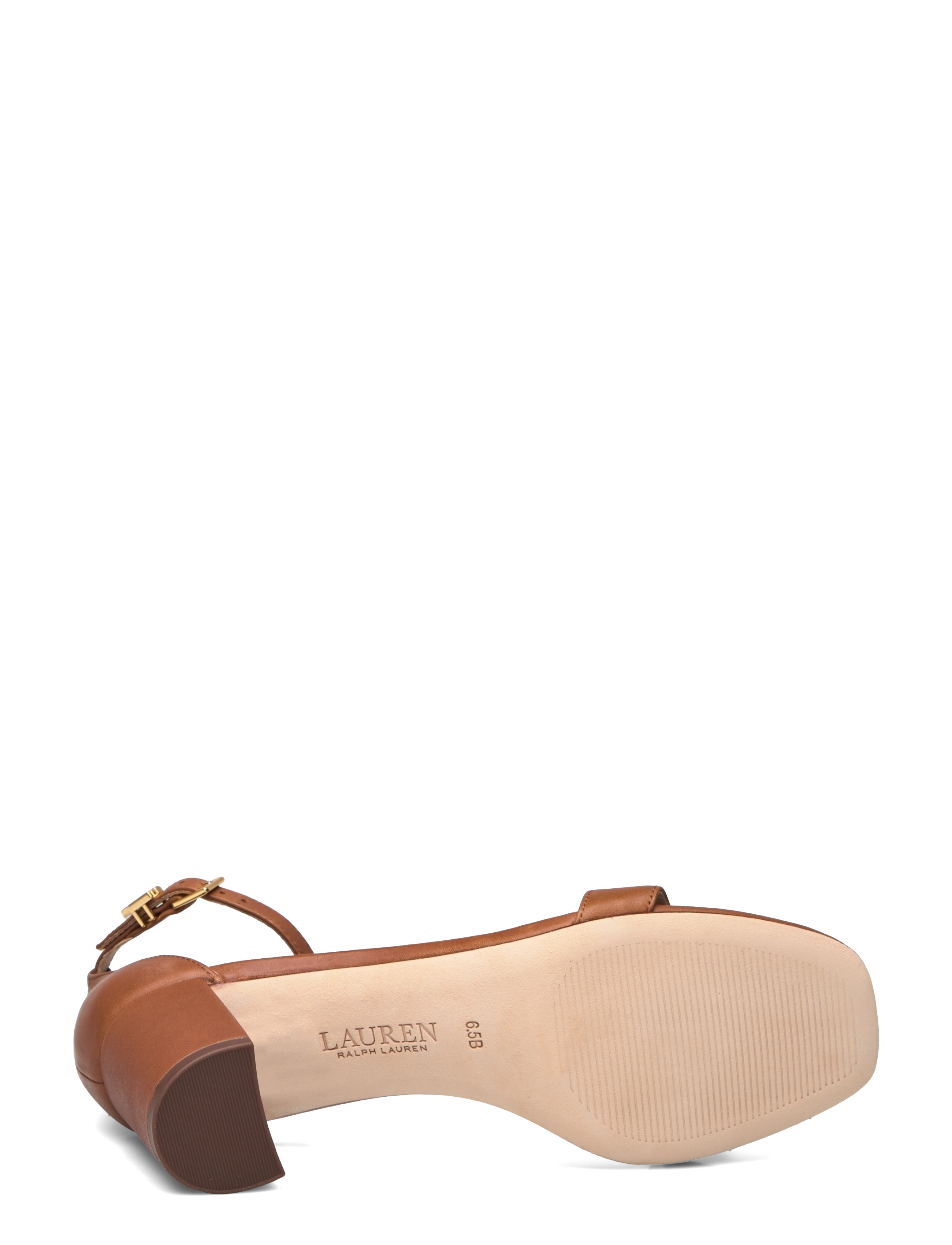 Lauren Ralph Lauren - Logan Burnished Leather Sandal - deep saddle tan - 4
