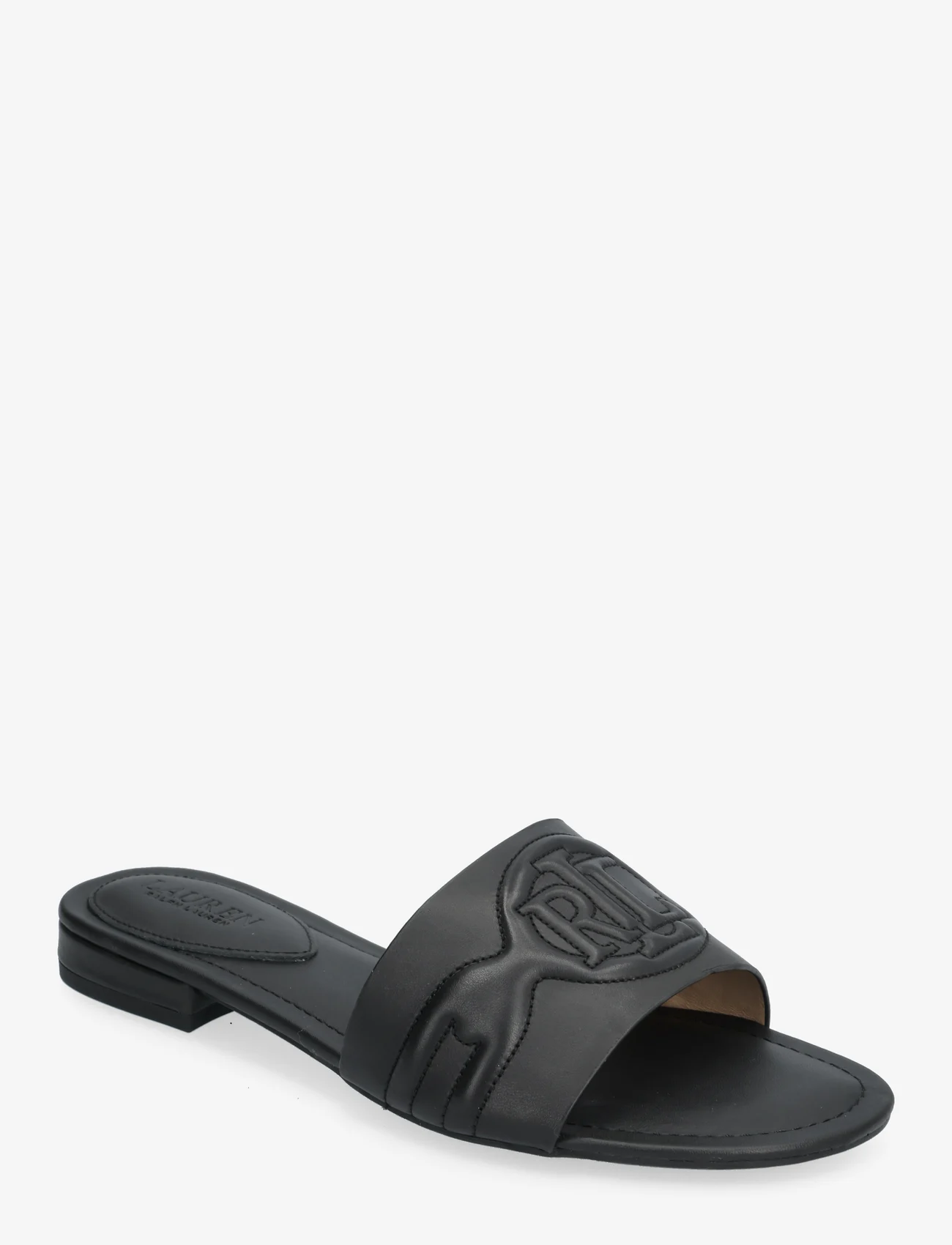 Lauren Ralph Lauren - Alegra III Leather Slide Sandal - flat sandals - black - 0