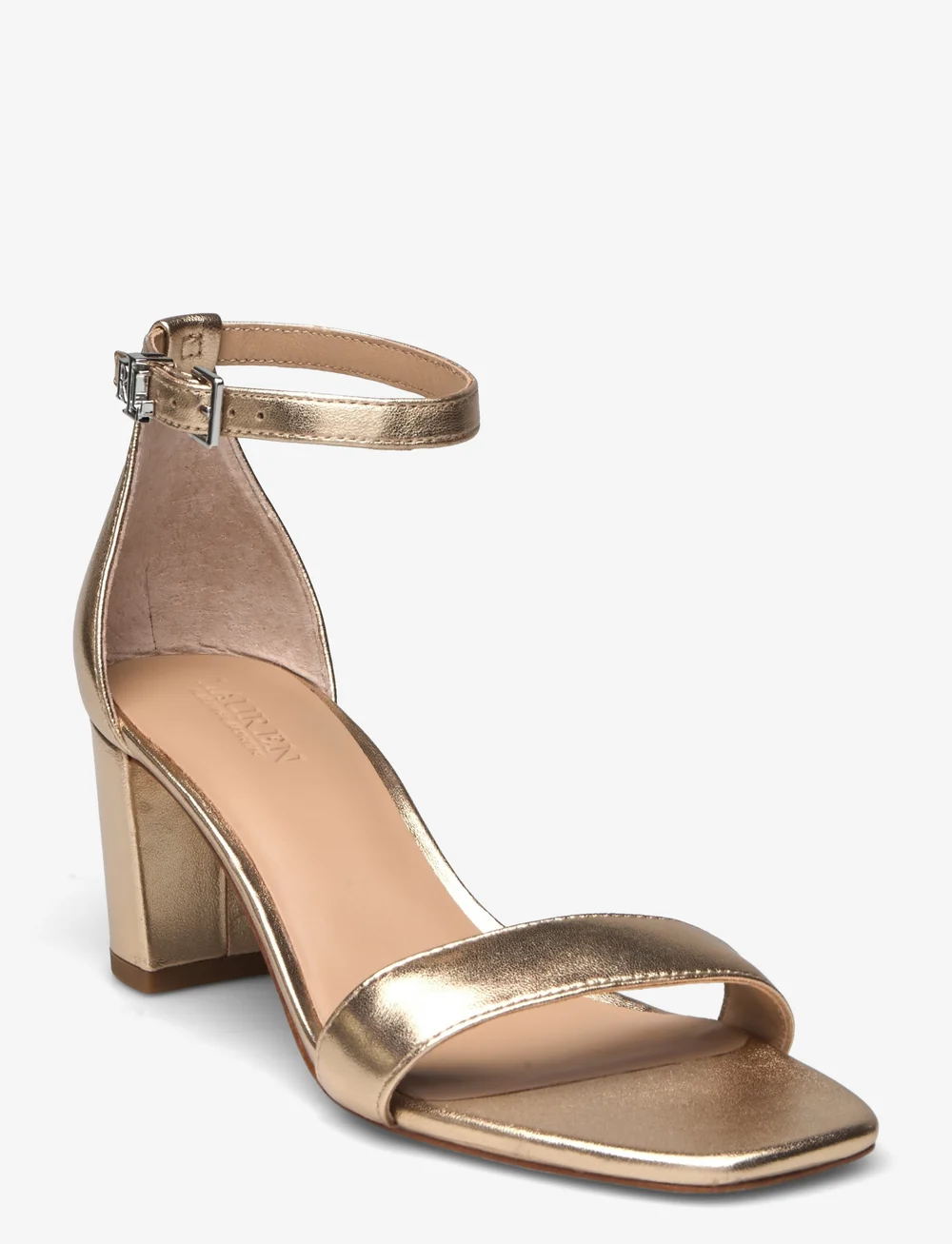 Lauren Ralph Lauren - Logan Metallic Nappa Leather Sandal - absatzschuhe - platinum - 0