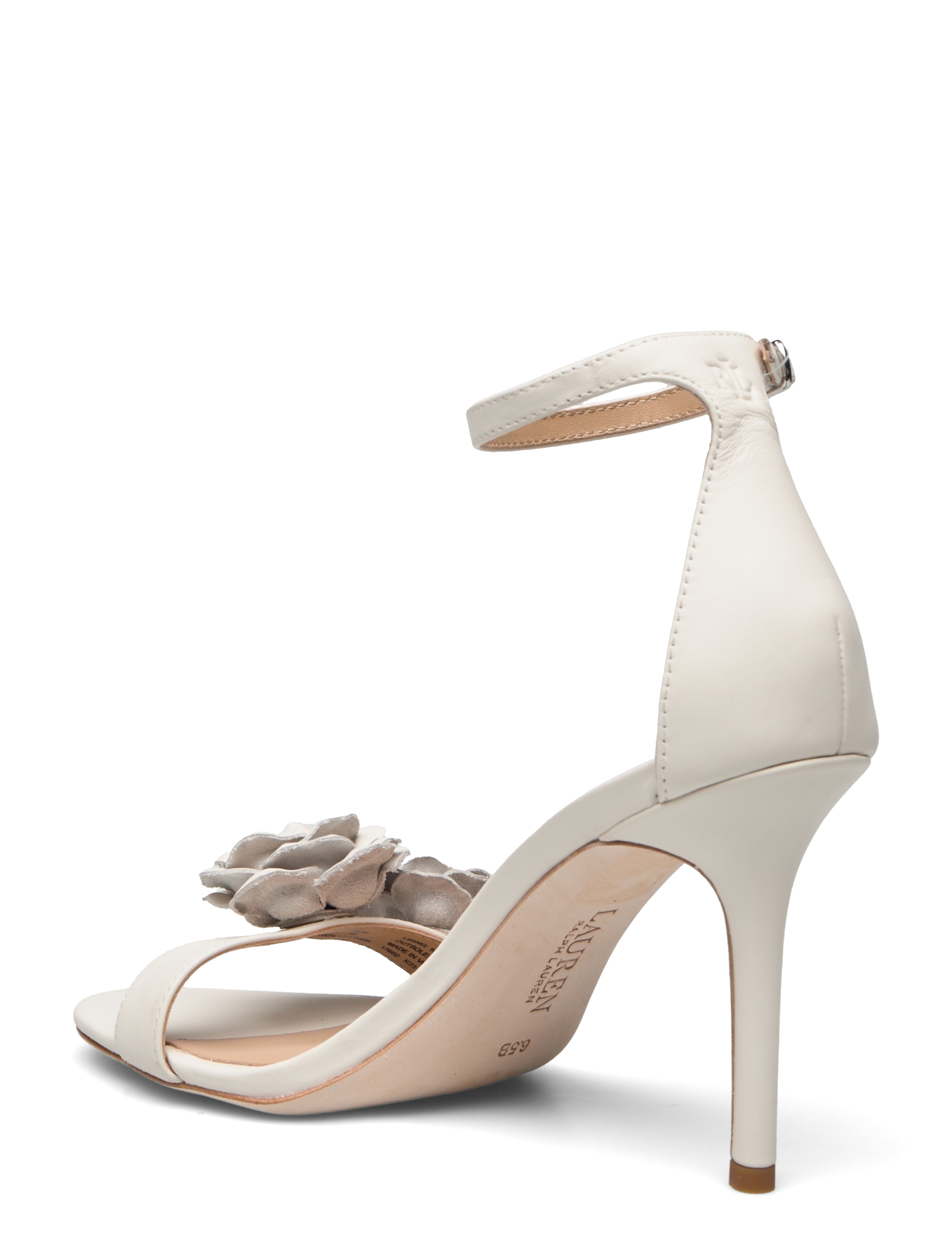 Lauren Ralph Lauren - Allie Floral-Trim Nappa Leather Sandal - soft white/soft w - 2