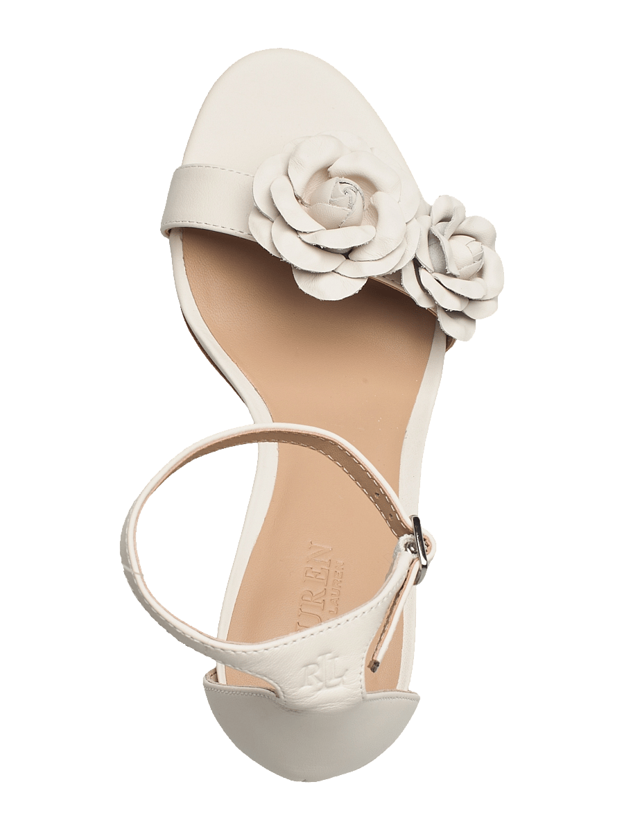 Lauren Ralph Lauren - Allie Floral-Trim Nappa Leather Sandal - soft white/soft w - 3