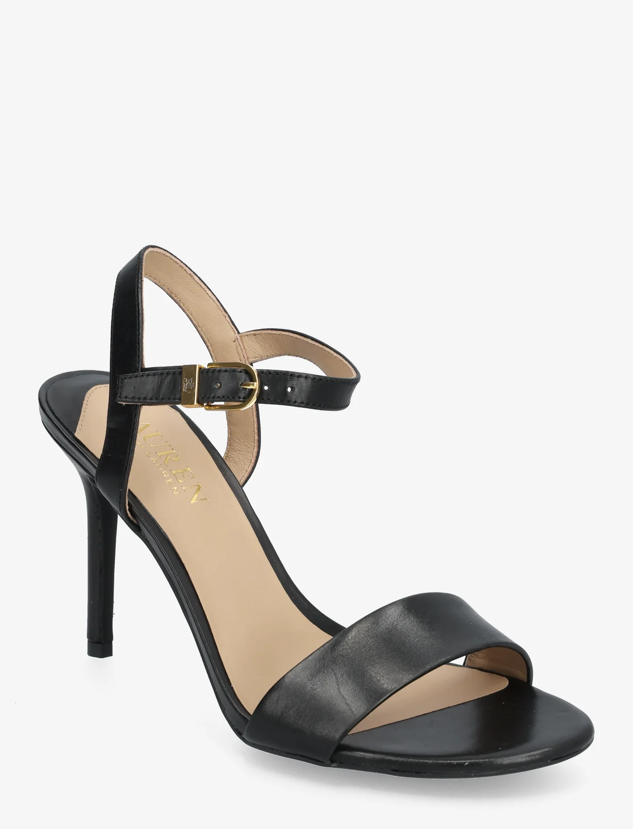 Lauren Ralph Lauren - Gwen Burnished Leather Sandal - heeled sandals - black - 0