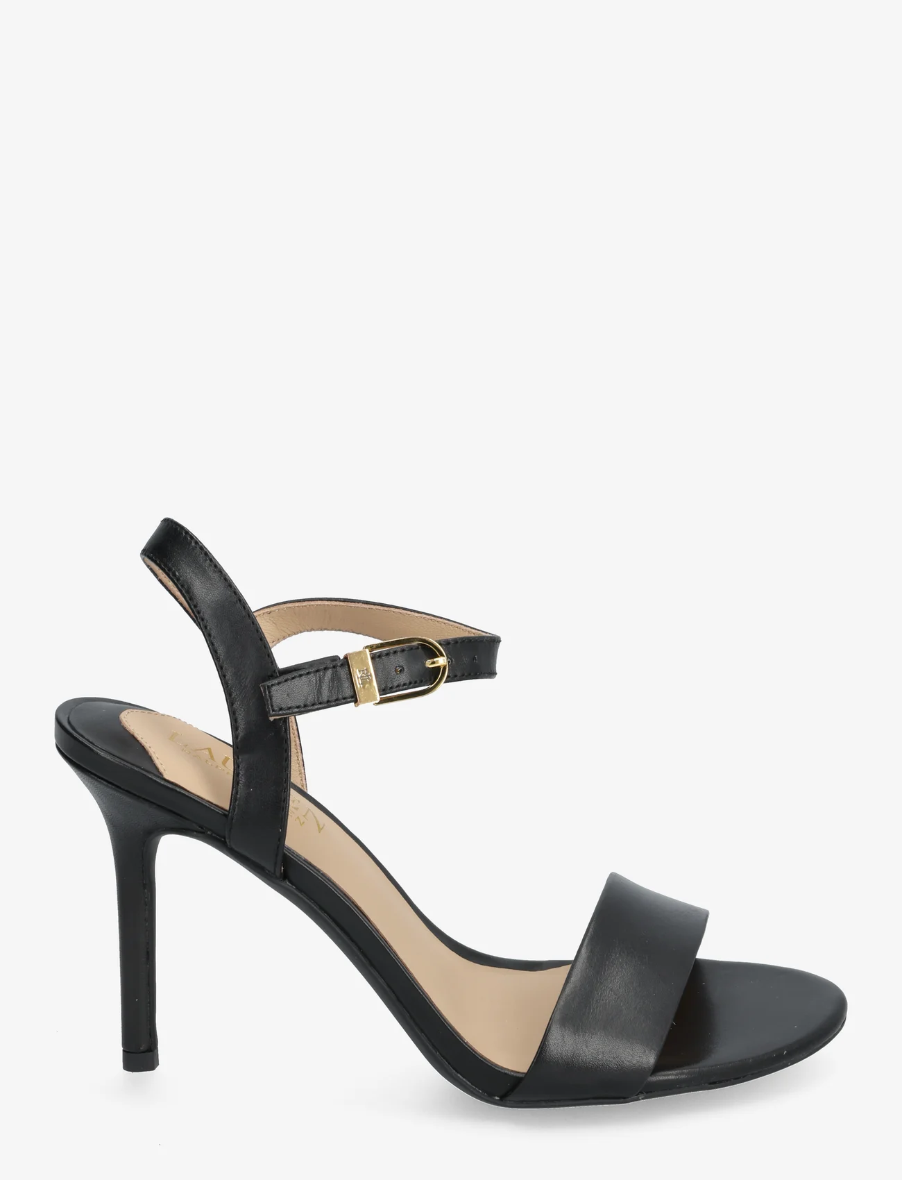 Lauren Ralph Lauren - Gwen Burnished Leather Sandal - heeled sandals - black - 1