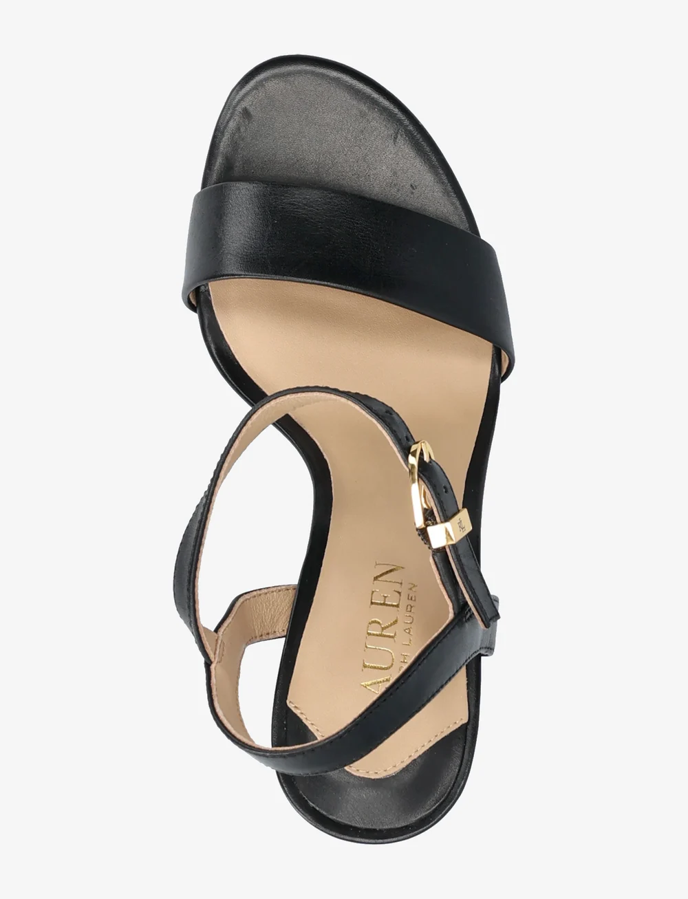 Lauren Ralph Lauren - Gwen Burnished Leather Sandal - sandaletit - black - 3