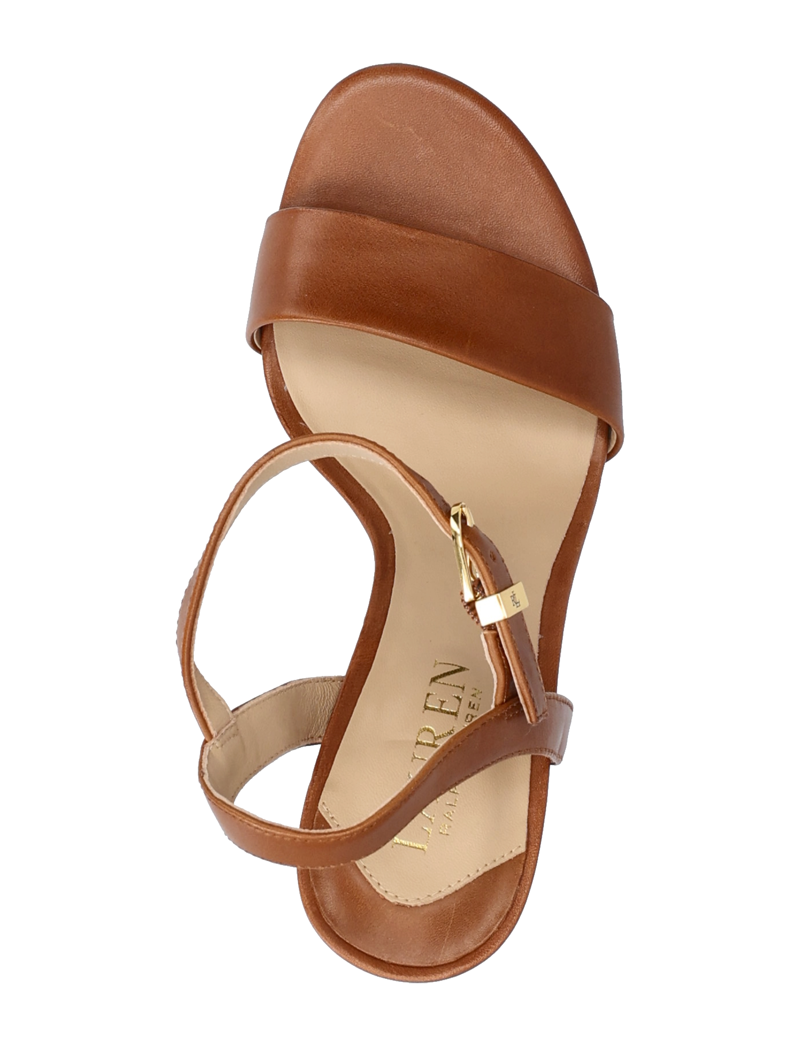 Lauren Ralph Lauren - Gwen Burnished Leather Sandal - aukštakulnės basutės - deep saddle tan - 3