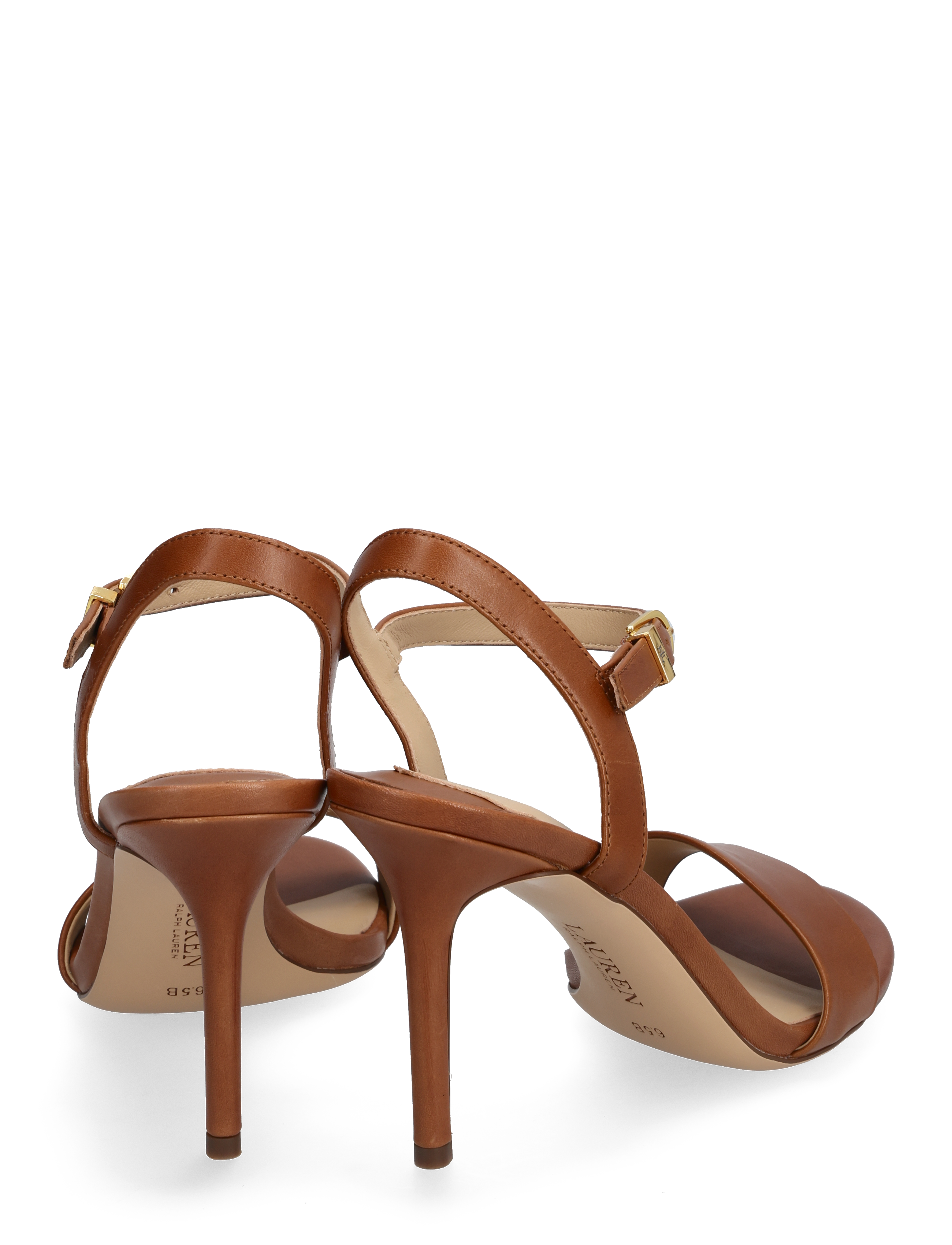 Lauren Ralph Lauren - Gwen Burnished Leather Sandal - aukštakulnės basutės - deep saddle tan - 4
