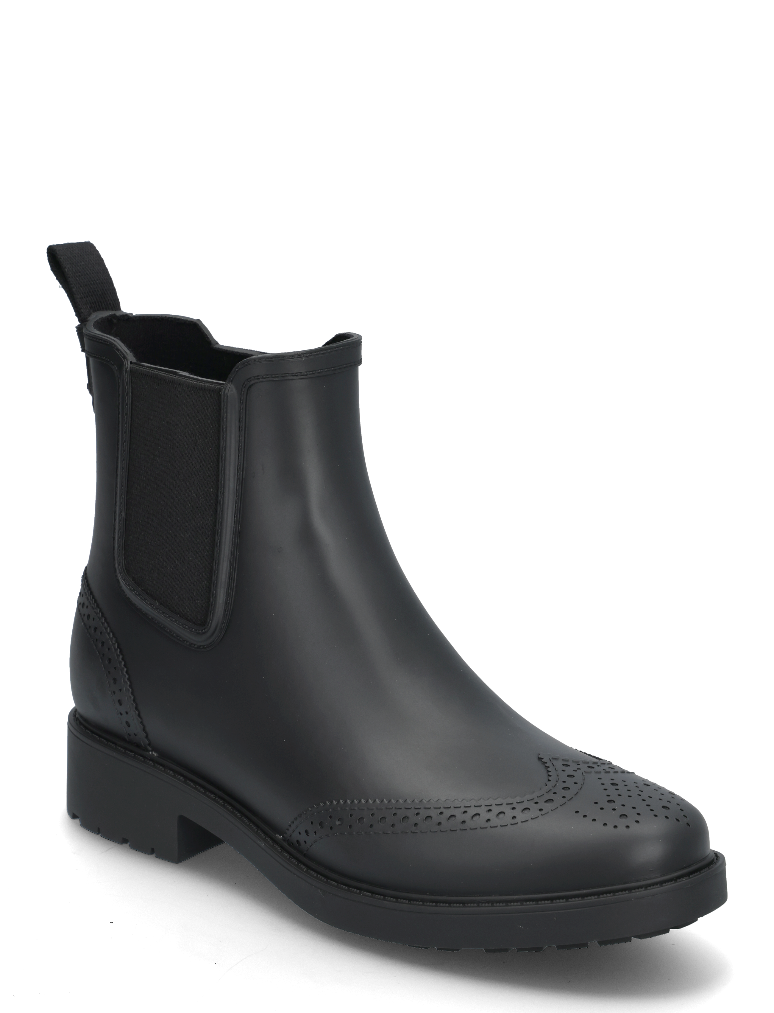 Lauren Ralph Lauren Matte Rubber-Preslie-Bo-Wbo, Kvinder, Brogue Gummi Chelsea Støvler, Sort, Str: 38