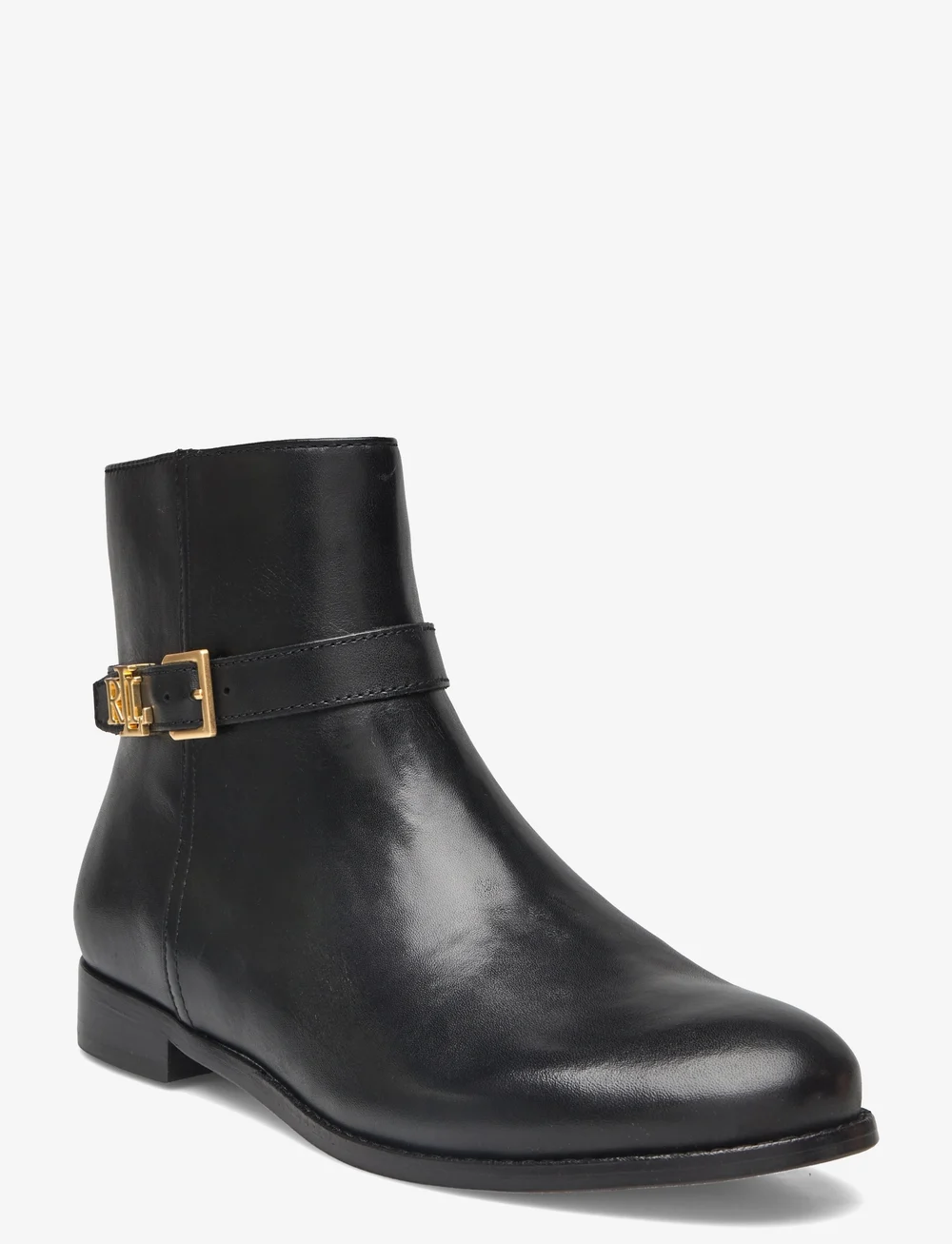 Lauren Ralph Lauren - Brooke Burnished Leather Bootie - flat ankle boots - black - 0