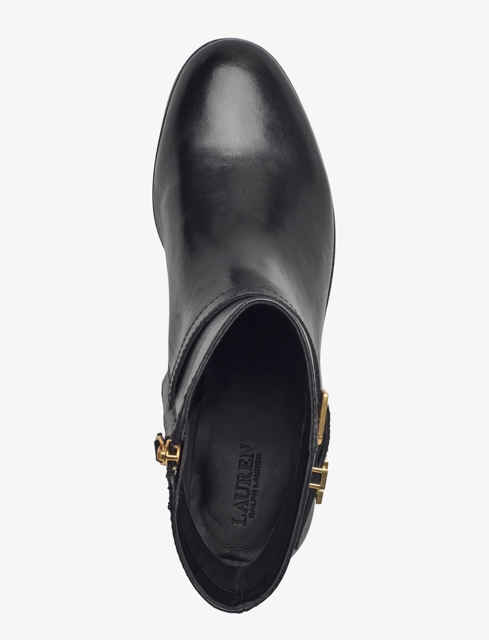 Lauren Ralph Lauren - Brooke Burnished Leather Bootie - flat ankle boots - black - 3