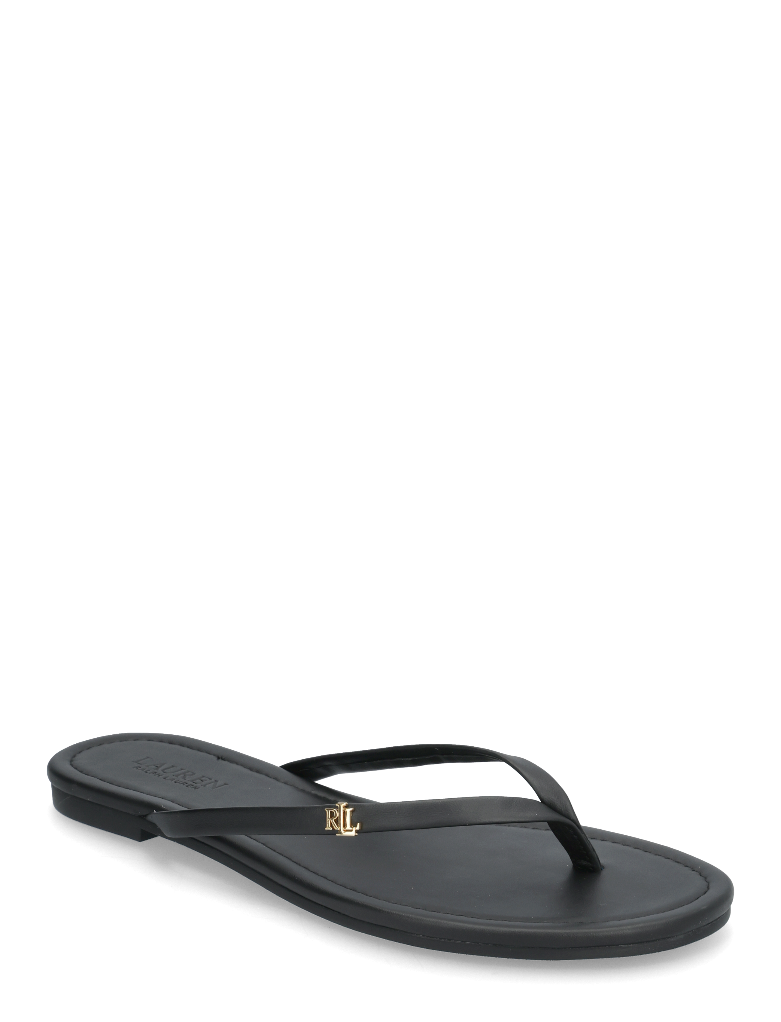 Lauren Ralph Lauren Raquel Leather Flip-Flop - Flip Flops - BLACK / black