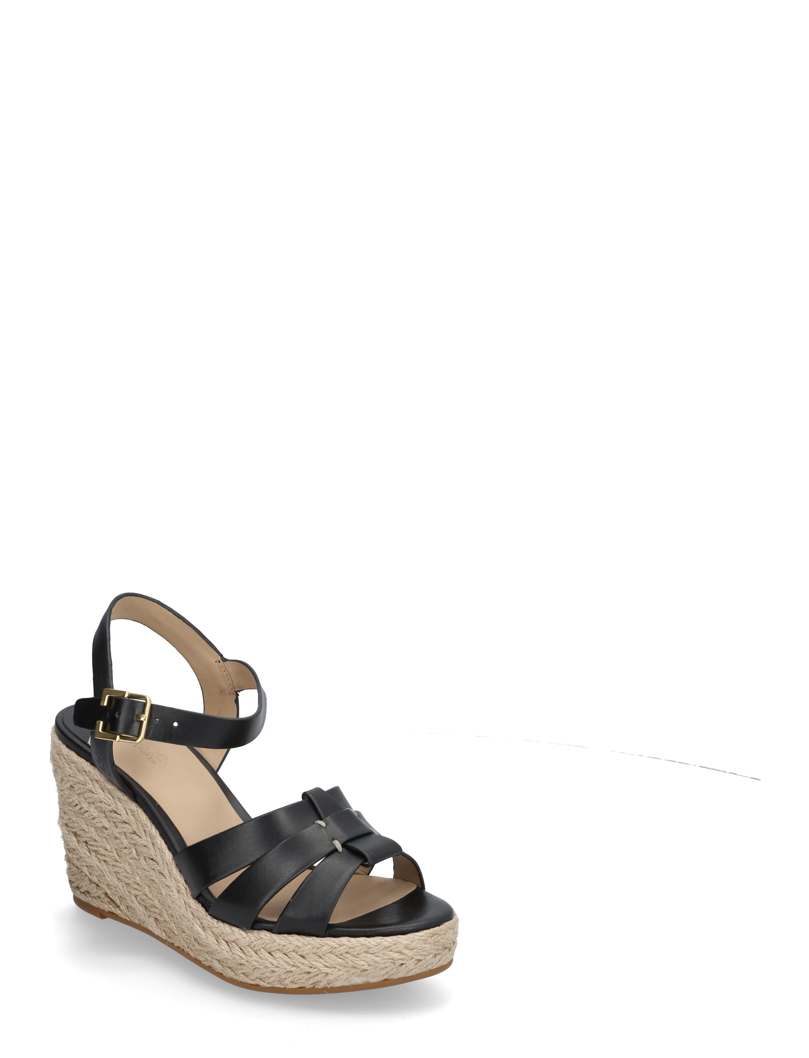 Lauren Ralph Lauren - Soffia Calfskin Espadrille - espadrilles met sleehak - black - 0