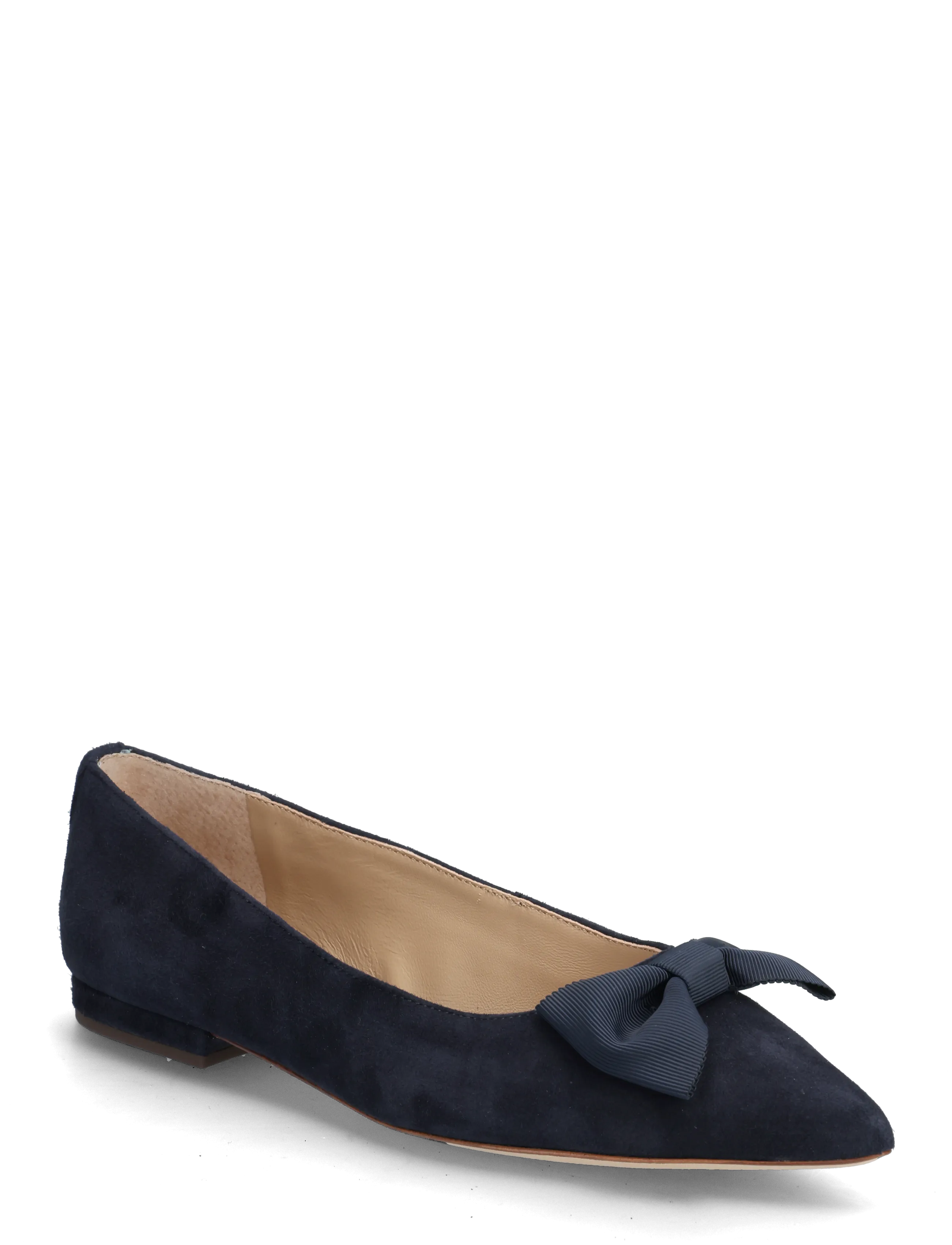 Lauren Ralph Londyn Bow-Trim Suede Ballet Flat, 40, Schuhe, Marineblau - Ballerinas, Frauen