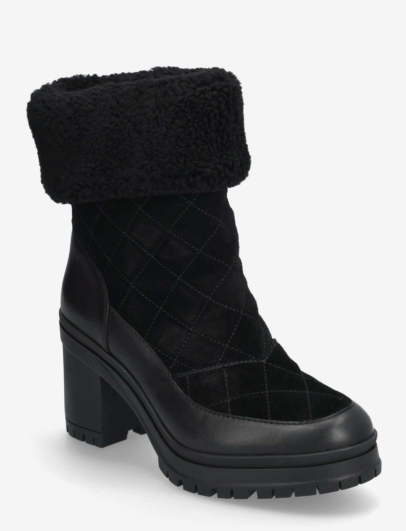 Lauren Ralph Lauren Coraline Shearling-trim Suede Bootie (RAF802955412)  Heeled ankle boots