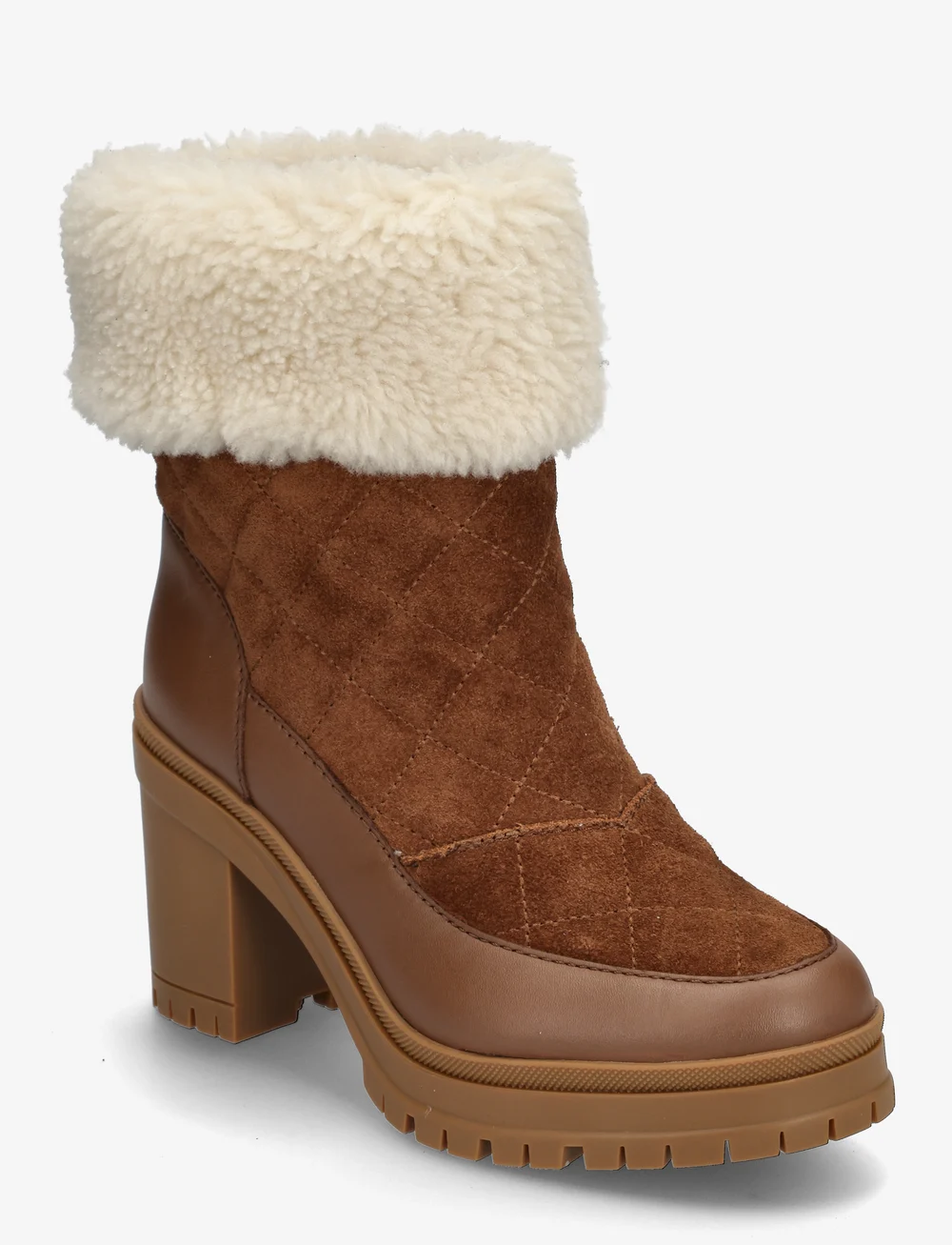 Lauren Ralph Lauren - Coraline Shearling-Trim Suede Bootie - stiefeletten mit absatz - tobacco/tobacco/n - 0