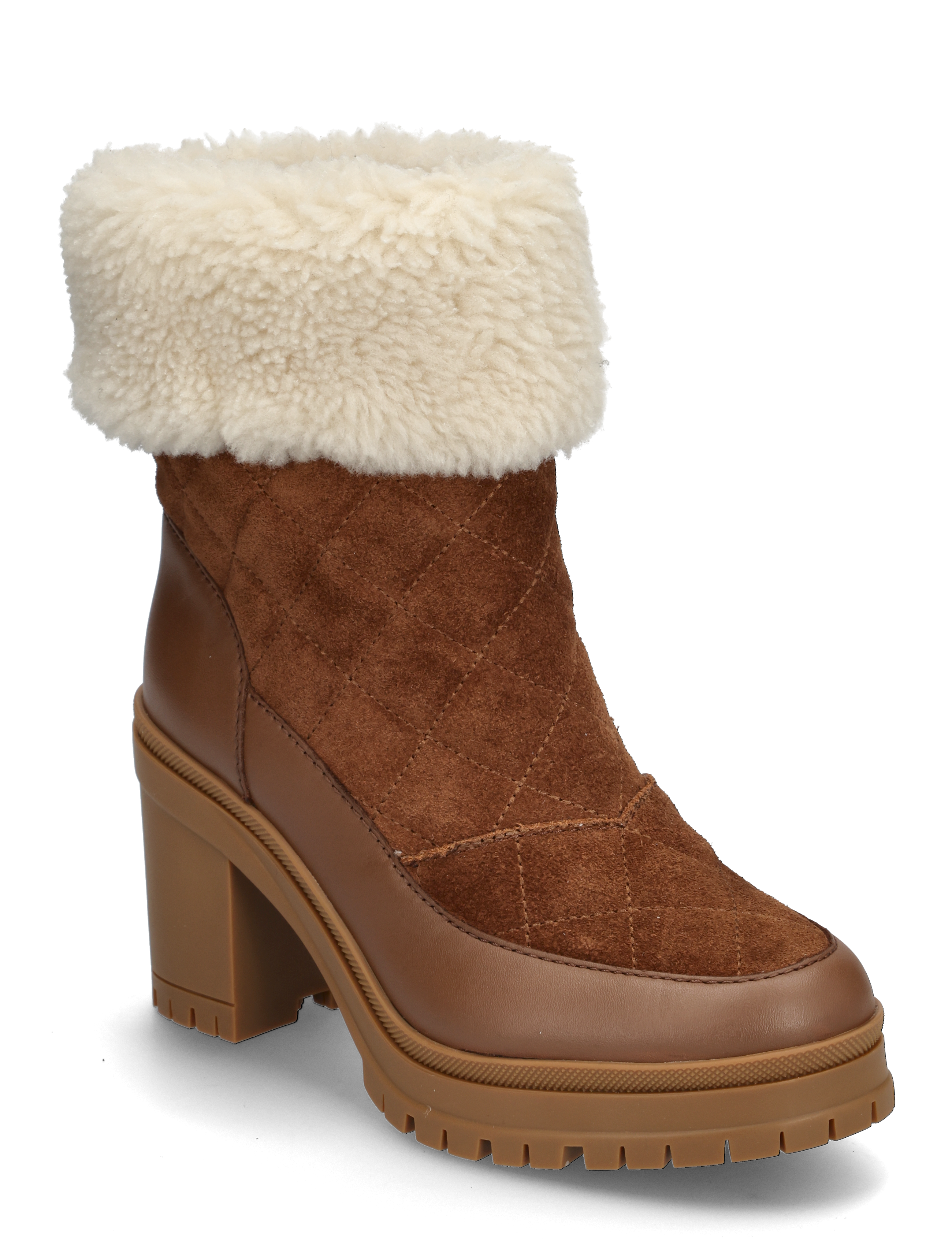 Lauren Ralph Lauren Coraline Shearling-Trim Suede Bootie - Skor - TOBACCO/TOBACCO/N / brown