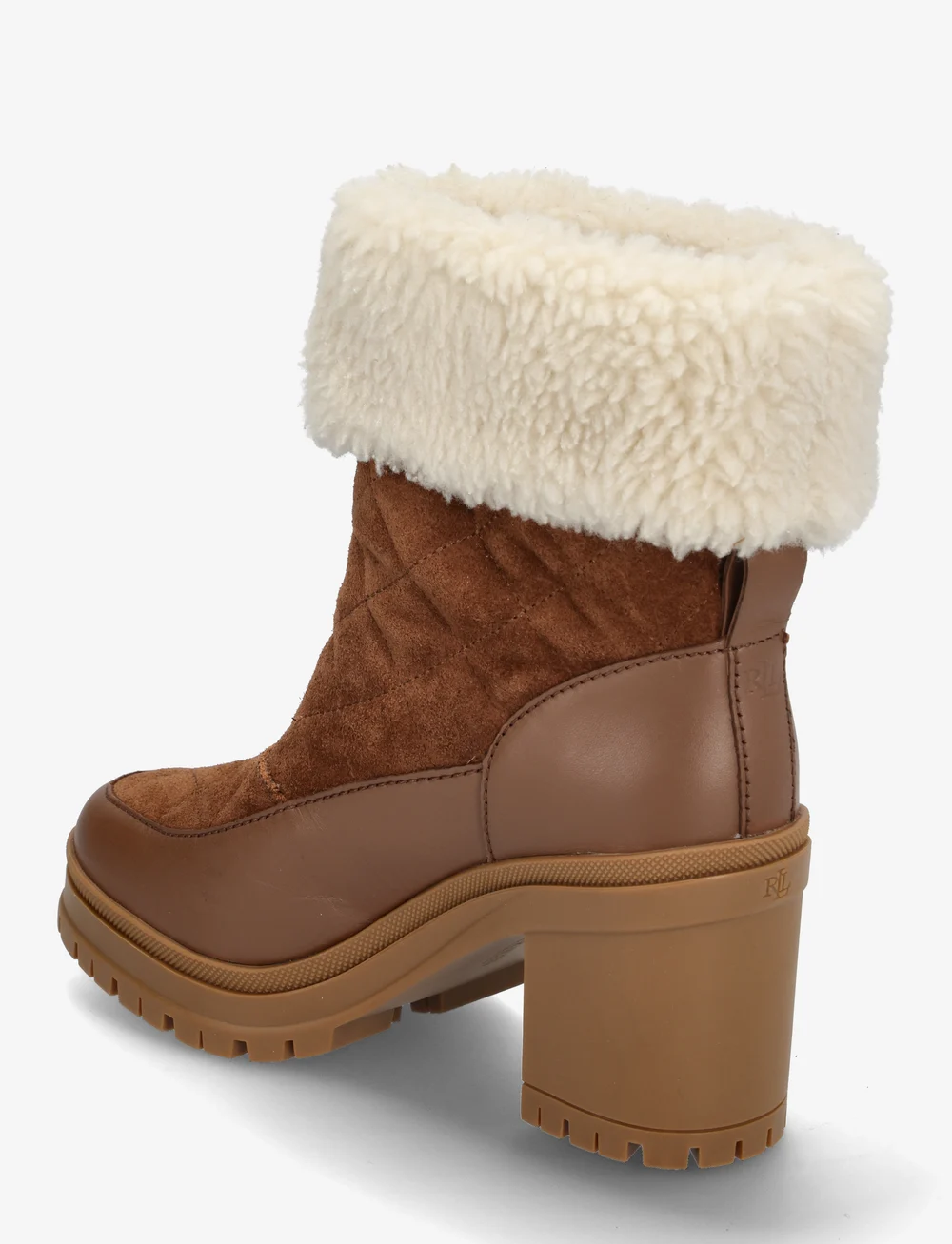 Lauren Ralph Lauren - Coraline Shearling-Trim Suede Bootie - stiefeletten mit absatz - tobacco/tobacco/n - 2