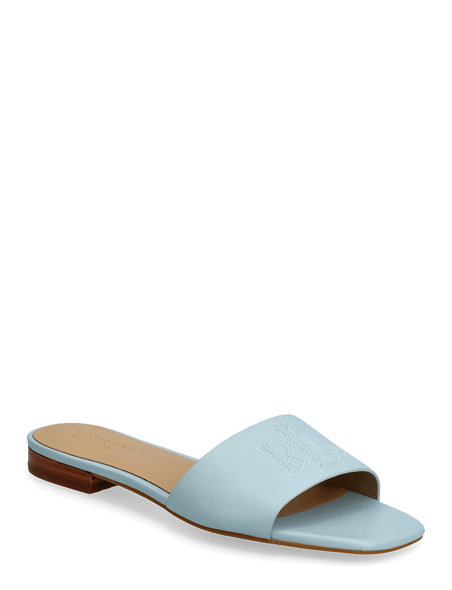 Lauren Ralph Lauren - Everley Nappa Leather Slide Sandal - sandales plates - alpine blue - 0