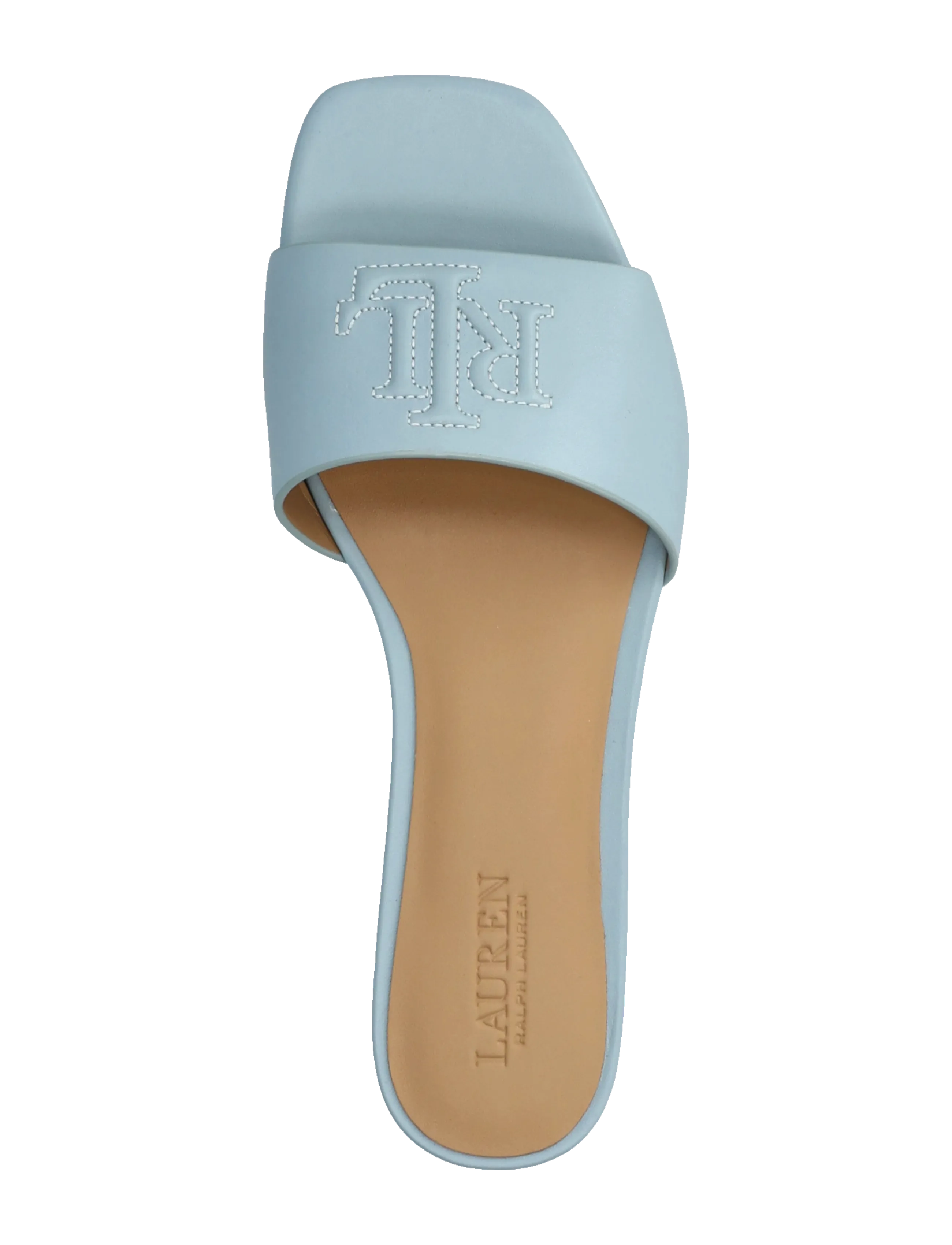 Lauren Ralph Lauren - Everley Nappa Leather Slide Sandal - flat mules - alpine blue - 3