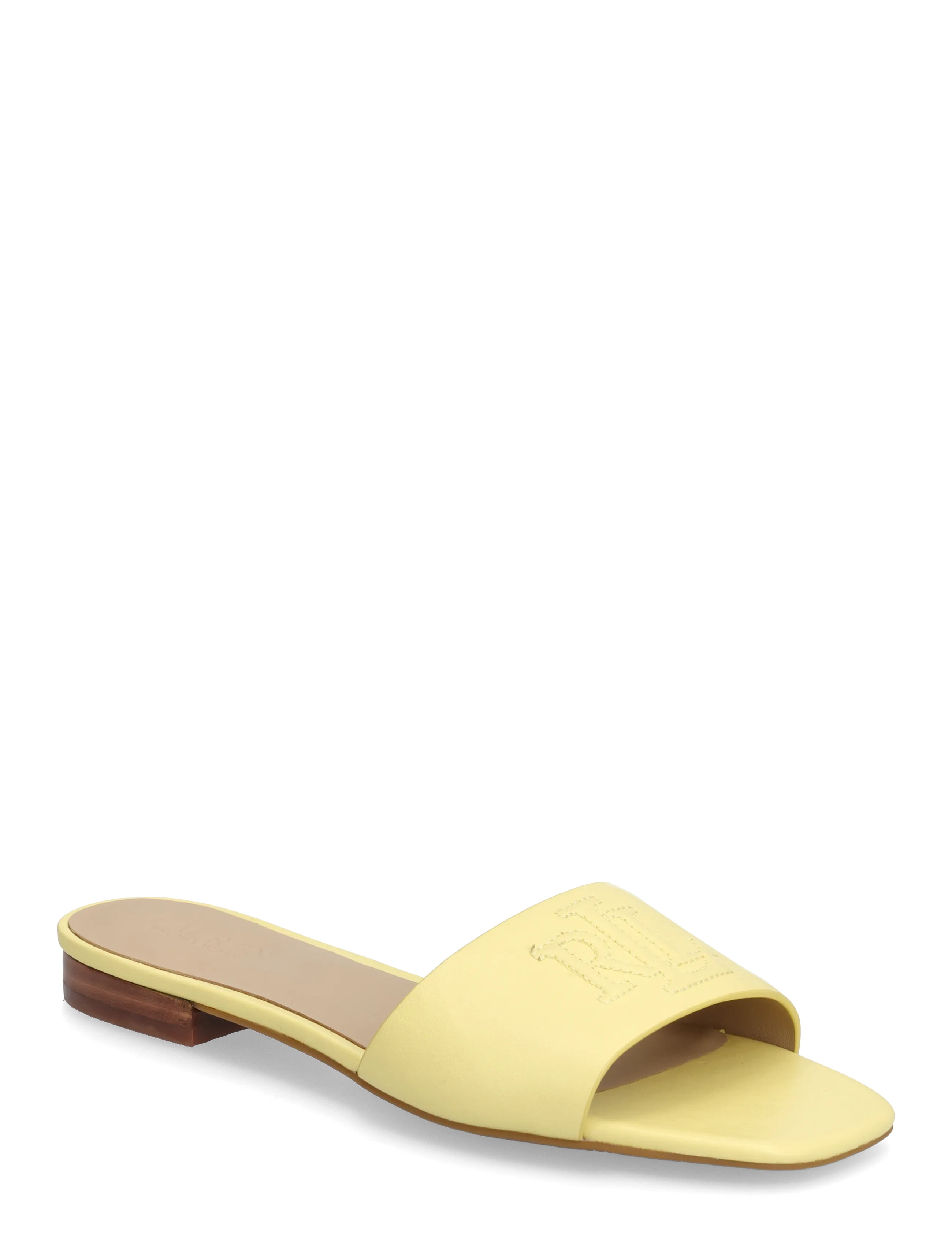 Lauren Ralph Lauren Everley Nappa Leather Slide Sandal, 39, Yellow, Sandaler > Flade Sandals, Dame