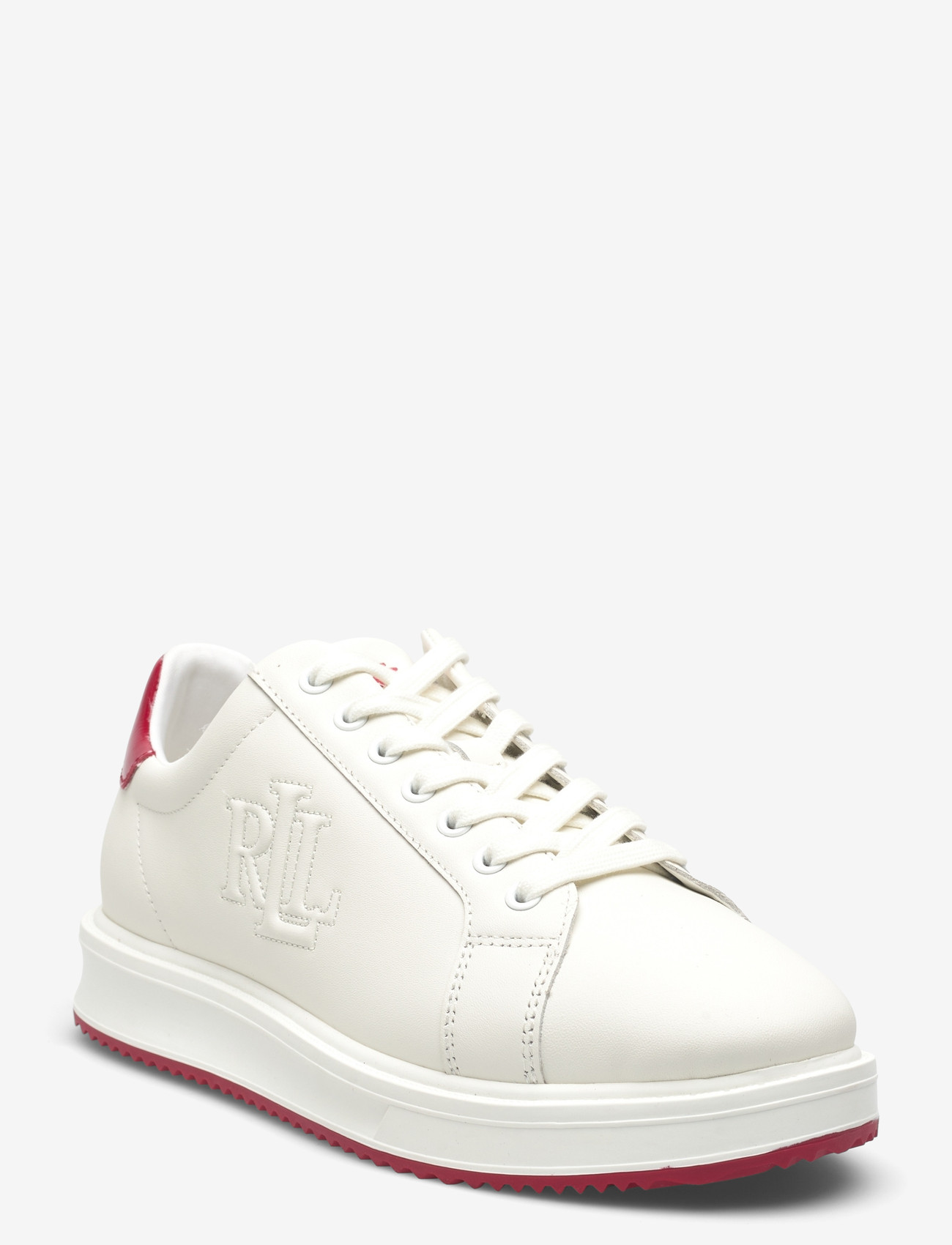 Lauren Ralph Lauren - Ainsley Smooth & Crinkle Leather Sneaker - konfirmationstøj - snow white/festiv - 0