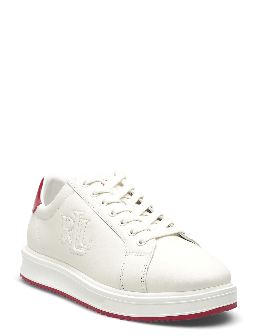 Lauren Ralph Lauren - Ainsley Smooth & Crinkle Leather Sneaker - konfirmationstøj - snow white/festiv - 0