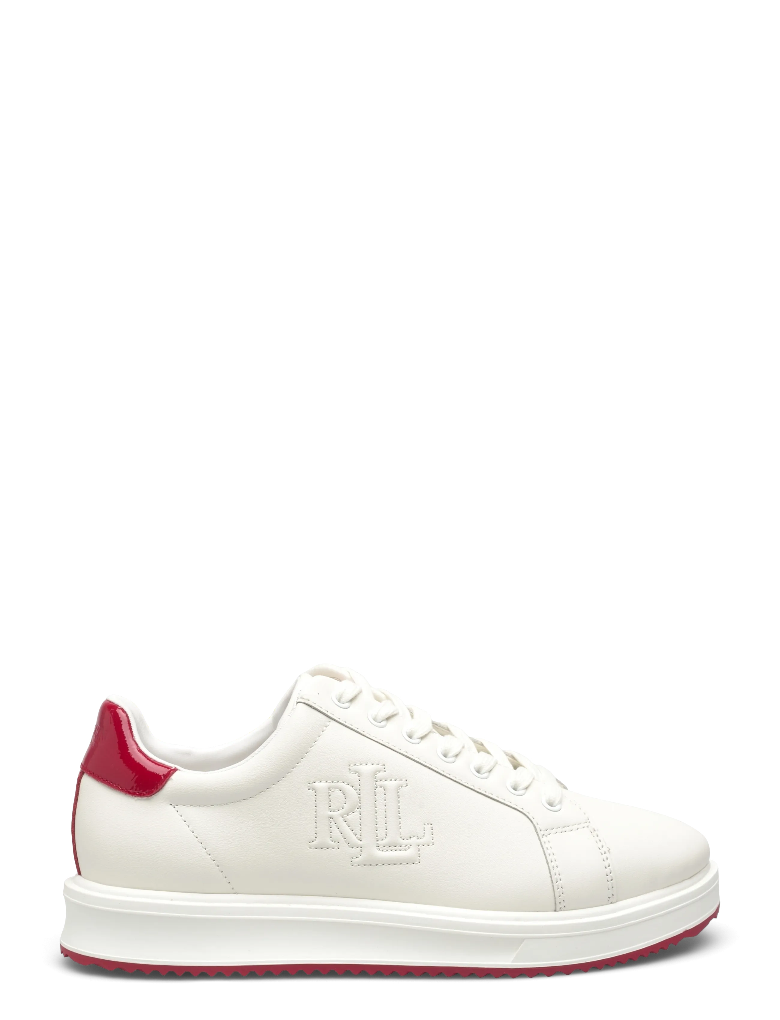 Lauren Ralph Lauren - Ainsley Smooth & Crinkle Leather Sneaker - konfirmationstøj - snow white/festiv - 1