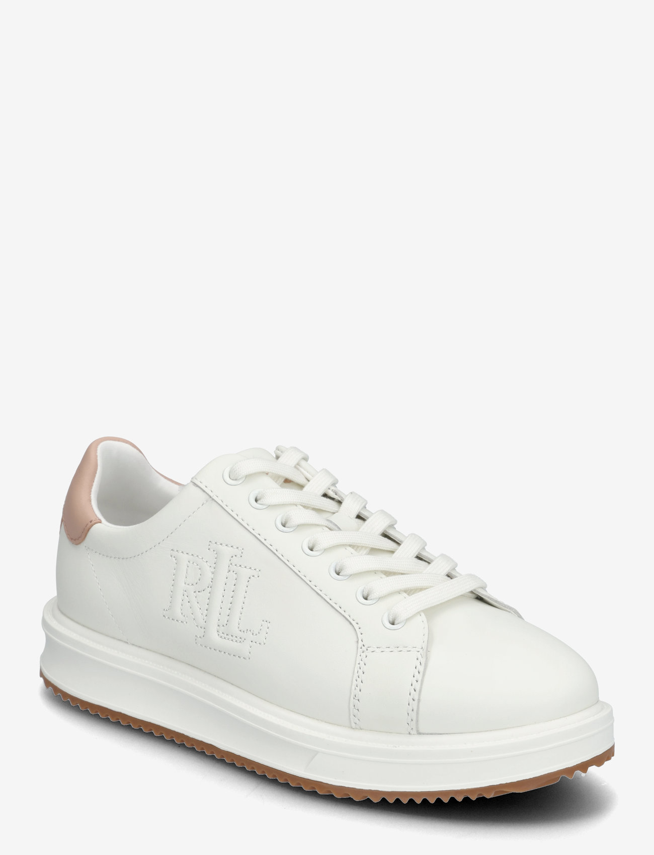 Lauren Ralph Lauren - Ainsley Two-Tone Leather Sneaker - snow white/sunris - 0