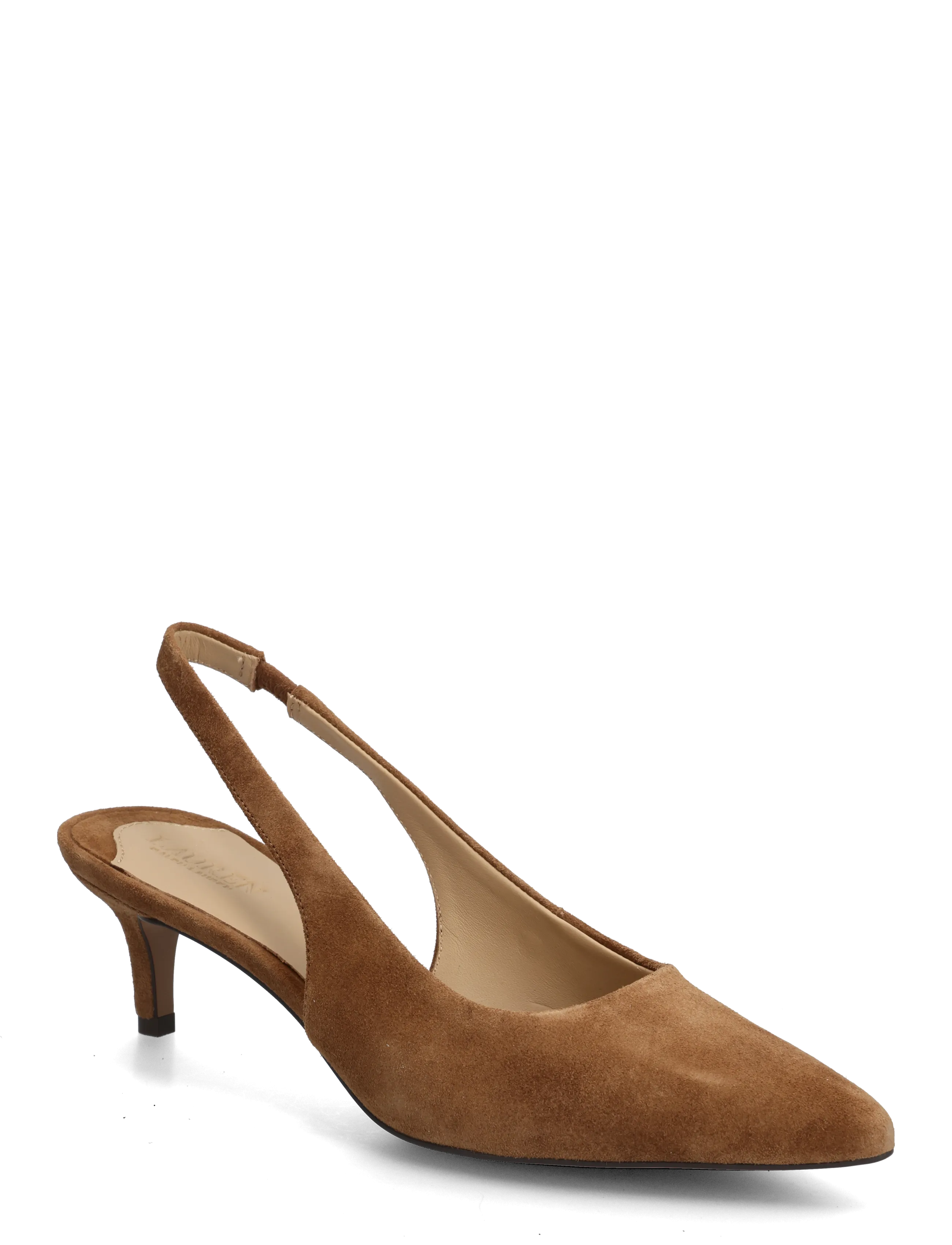 Lauren Ralph Lauren Lolah Ii Suede Slingback Pump, Kvinder, Slingback Kitten Heel Pumps, Brun, Str: 41