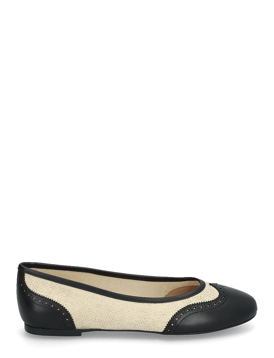Lauren Ralph Lauren - Jayna Wingtip Ballet Flat - light natural/bla - 1