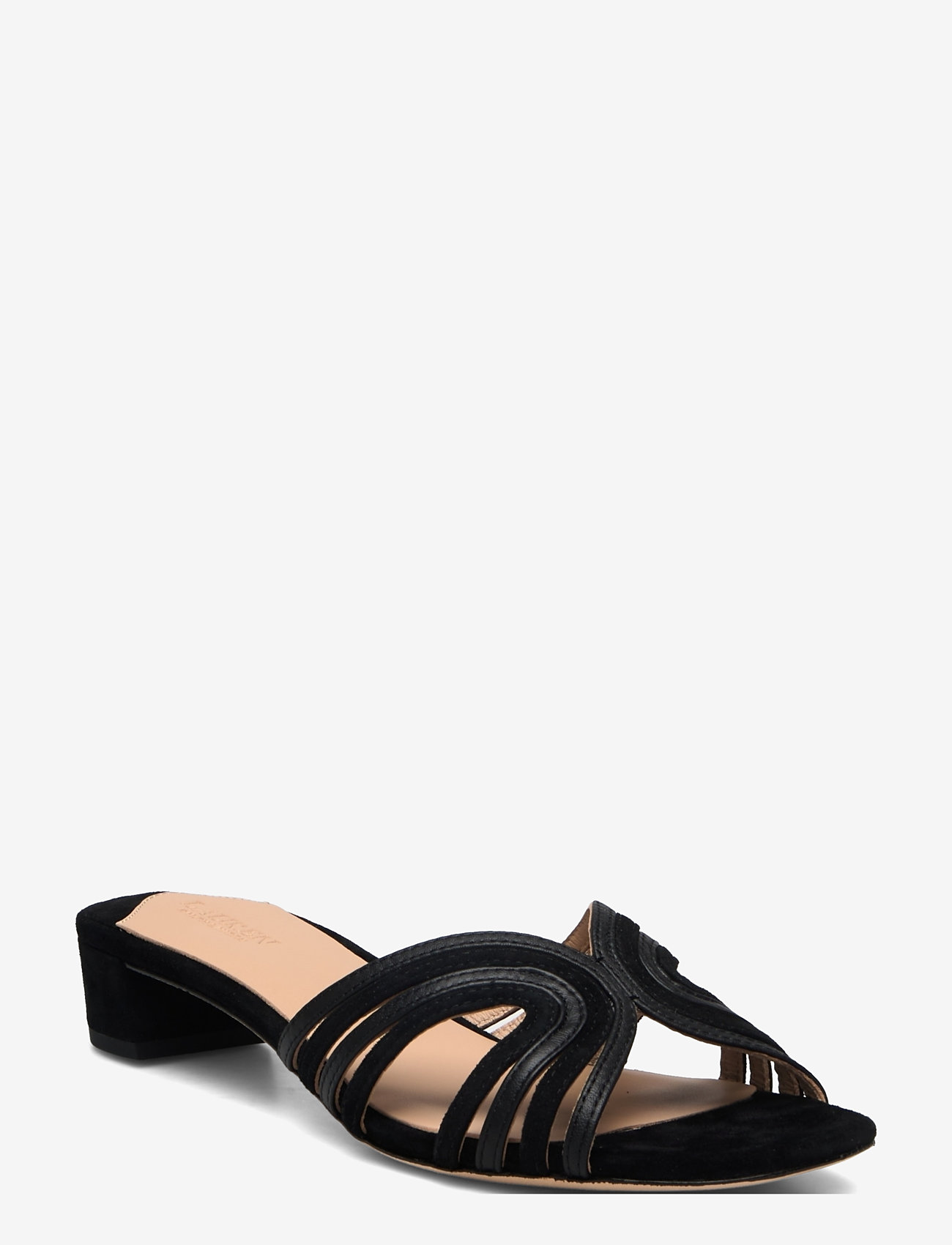 Lauren Ralph Lauren - Fay Suede & Leather Multistrap Sandal - pantoletten mit absätzen - black/black - 0