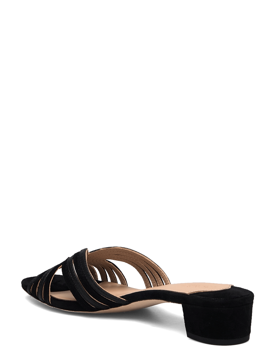 Lauren Ralph Lauren - Fay Suede & Leather Multistrap Sandal - mules med hæle - black/black - 2