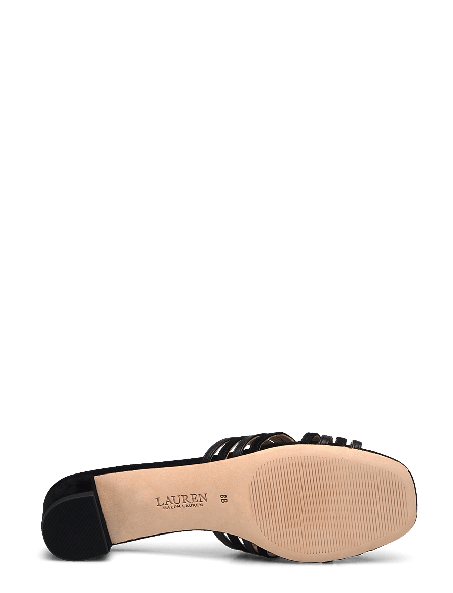 Lauren Ralph Lauren - Fay Suede & Leather Multistrap Sandal - mules med hæle - black/black - 4
