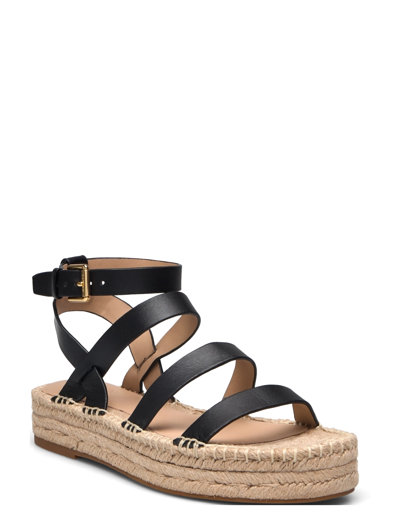 LAUREN RALPH LAUREN Polly Leder Gladiator Espadrille Schwarz - 41 - Damen