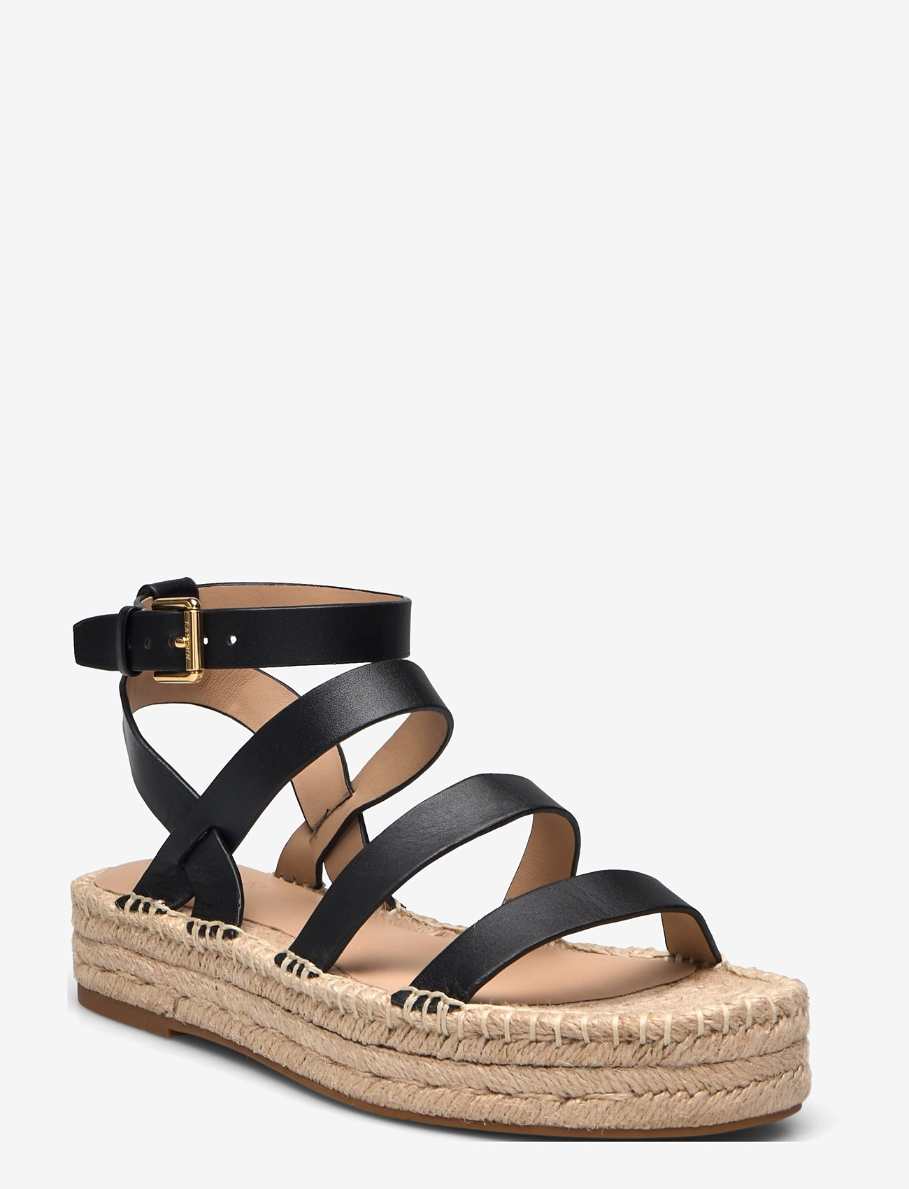 Lauren Ralph Lauren - Polly Leather Gladiator Espadrille - espadrillos - black - 0