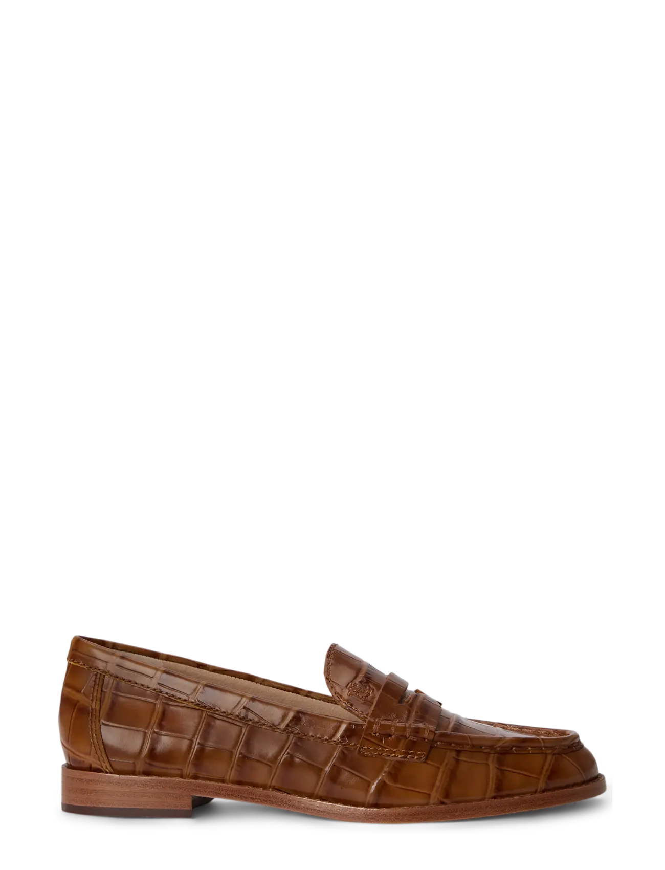Lauren Ralph Lauren Wynnie Crocodile-Embossed Leather Loafer - Sko - TOBACCO / brown