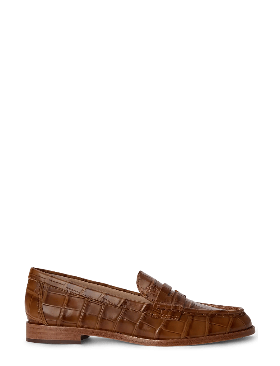 Lauren Ralph Lauren - Wynnie Crocodile-Embossed Leather Loafer - modetrends - tobacco - 0