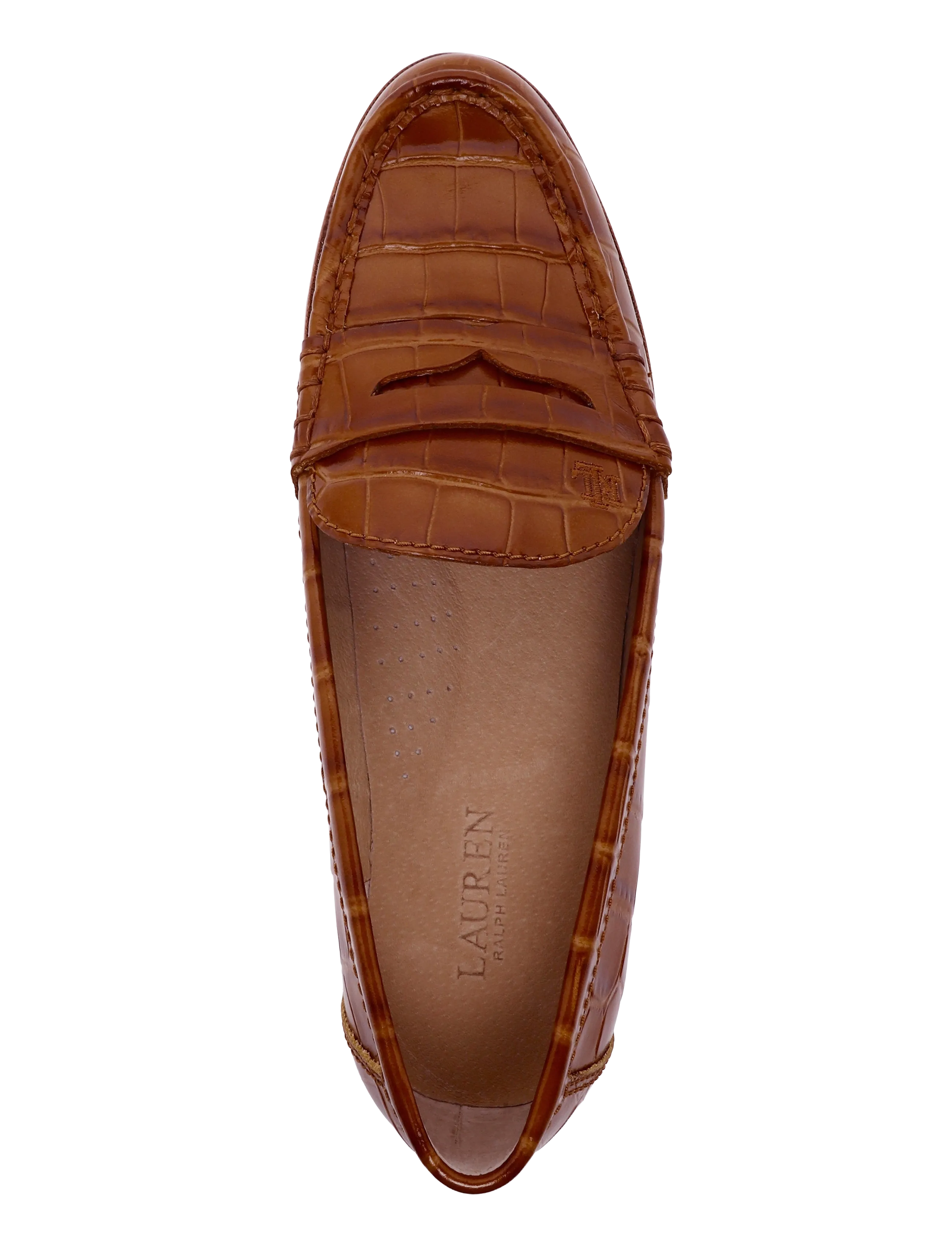 Lauren Ralph Lauren - Wynnie Crocodile-Embossed Leather Loafer - modetrends - tobacco - 2