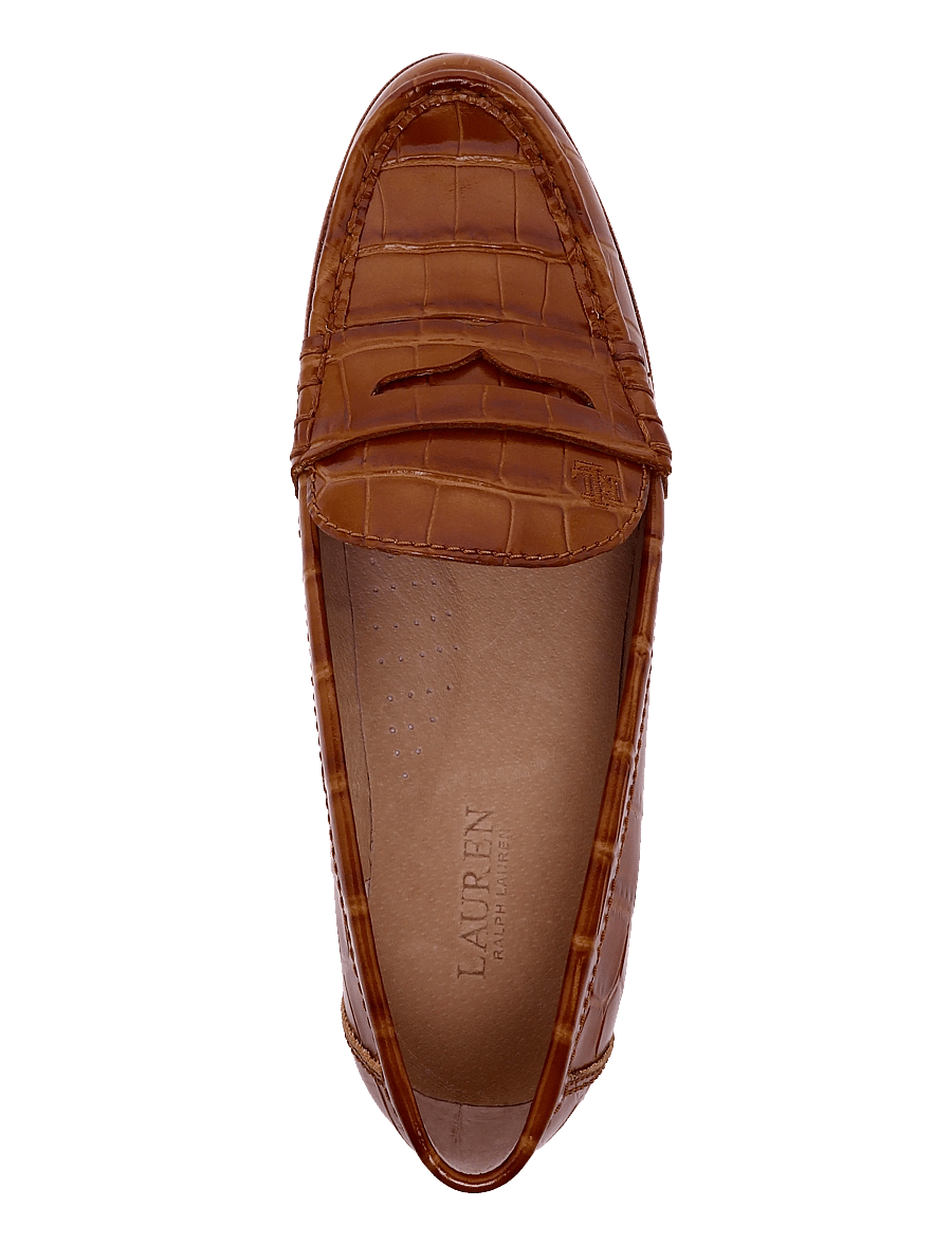 Lauren Ralph Lauren - Wynnie Crocodile-Embossed Leather Loafer - modetrends - tobacco - 2