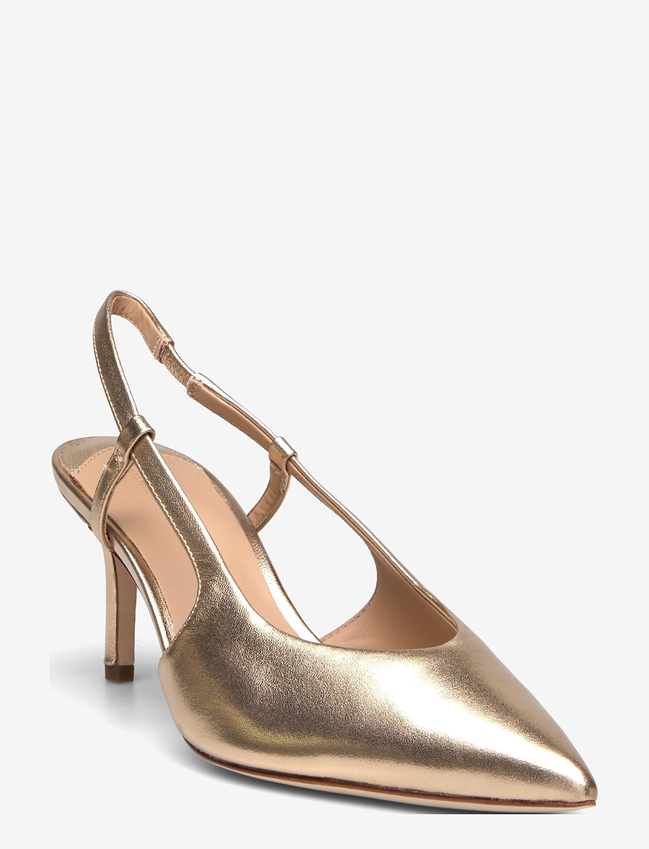 Lauren Ralph Lauren - Khloe Metallic Leather Slingback Pump - heeled slingbacks - platinum - 0