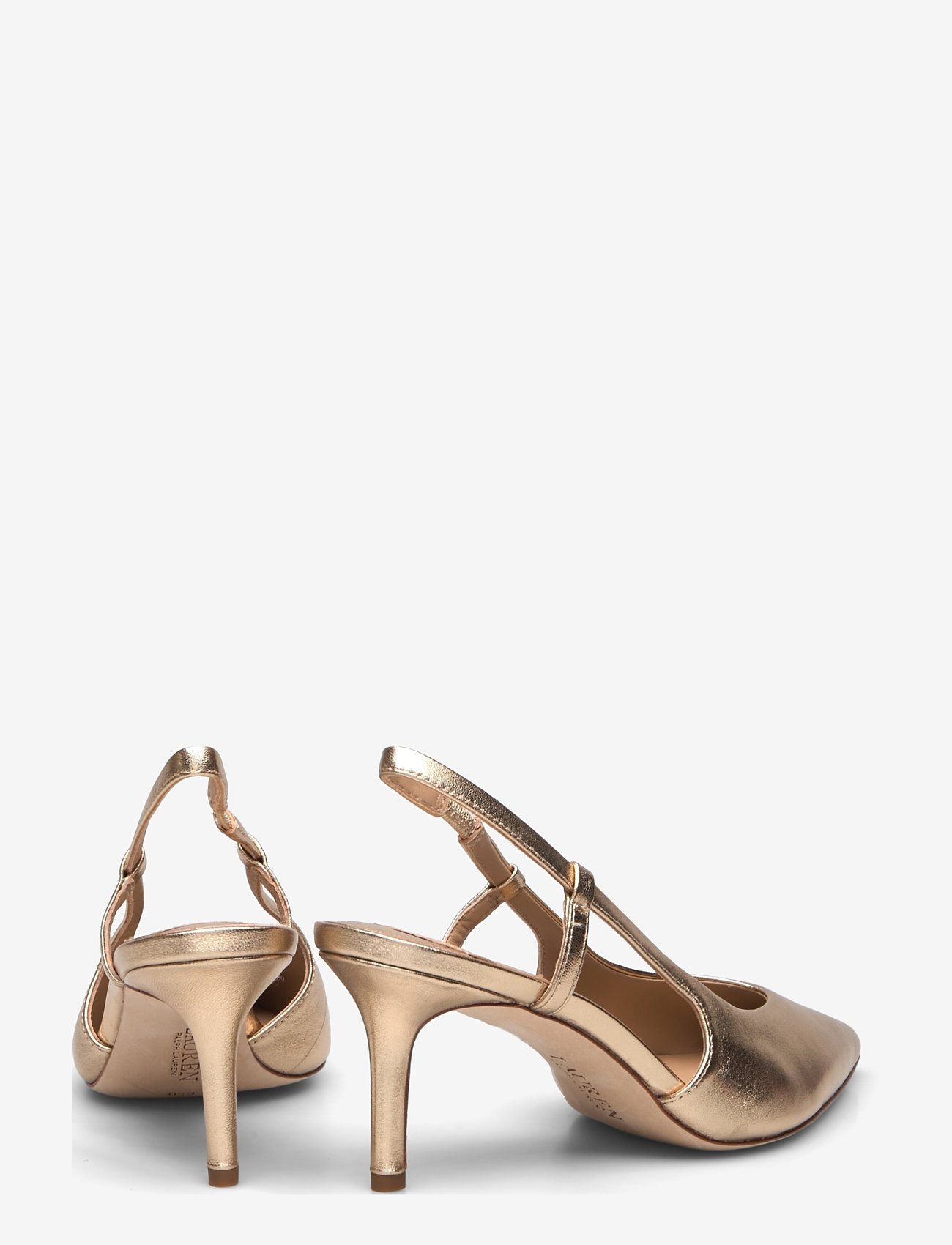 Lauren Ralph Lauren - Khloe Metallic Leather Slingback Pump - heeled slingbacks - platinum - 4