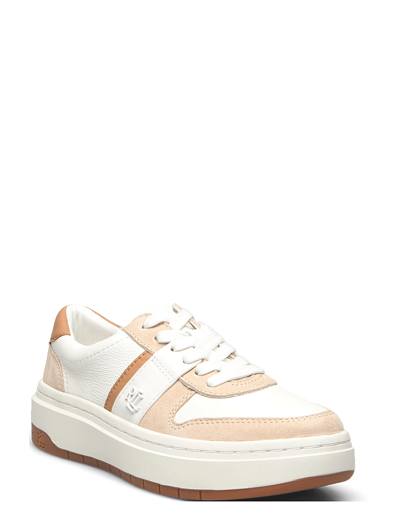 Lauren Ralph Lauren - Harlie Color-Blocked Leather Sneaker - niedrige sneakers - snow white/sand d - 0