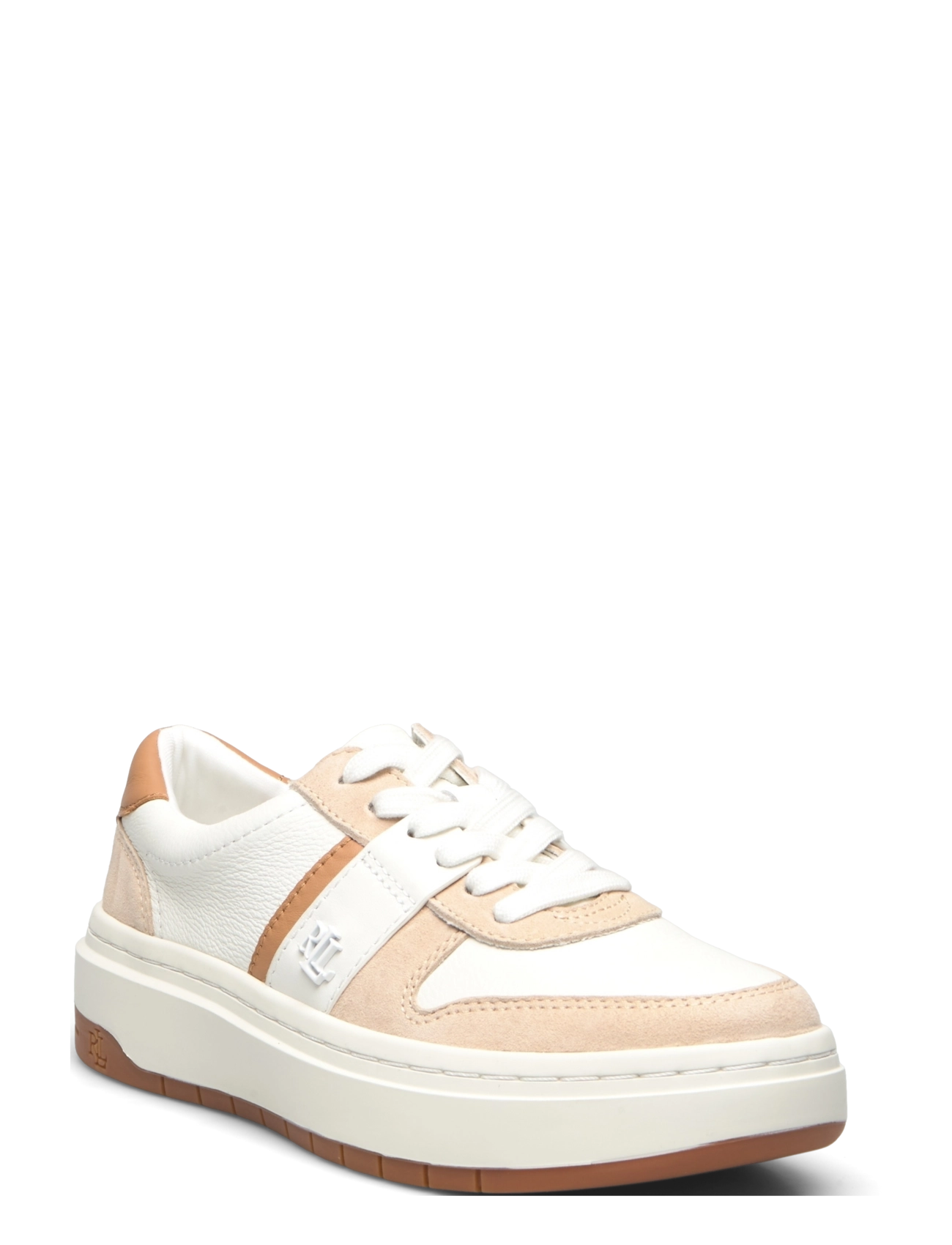 Lauren Ralph Lauren Harlie Color-Blocked Leather Sneaker - Sko - SNOW WHITE/SAND D / white