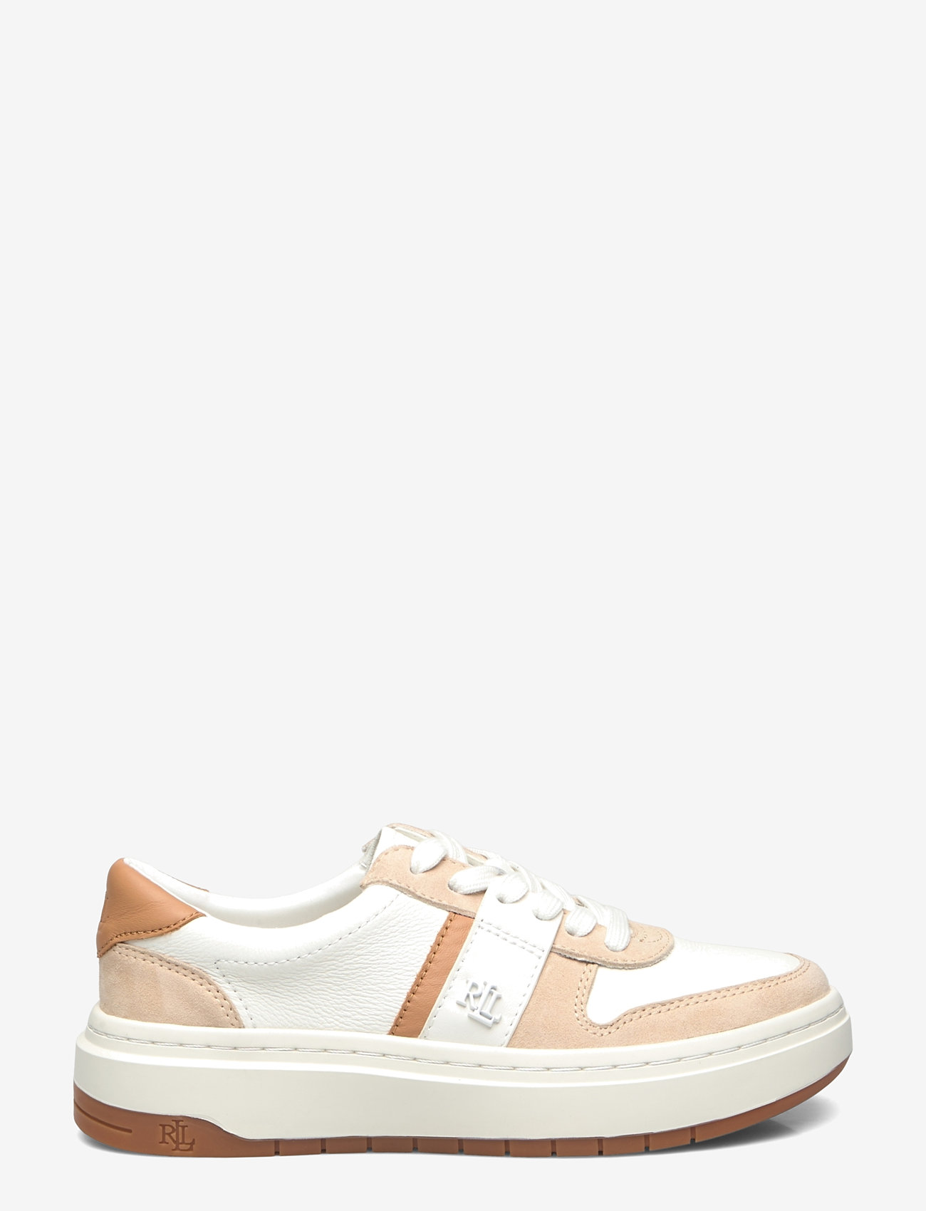 Lauren Ralph Lauren - Harlie Color-Blocked Leather Sneaker - konfirmation - snow white/sand d - 1