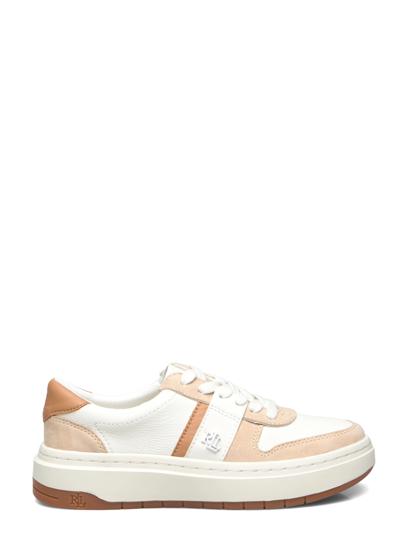 Lauren Ralph Lauren - Harlie Color-Blocked Leather Sneaker - snow white/sand d - 1