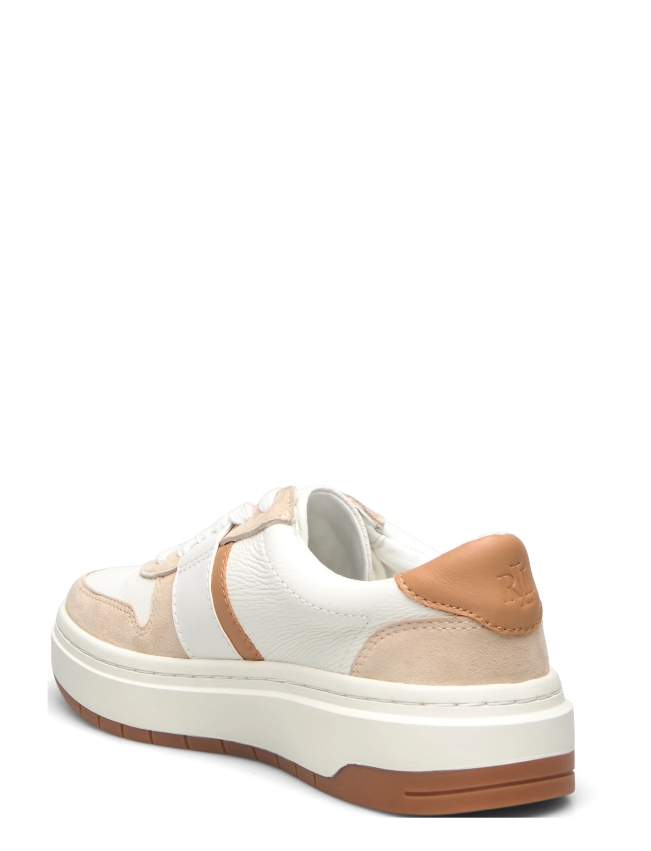 Lauren Ralph Lauren - Harlie Color-Blocked Leather Sneaker - snow white/sand d - 2