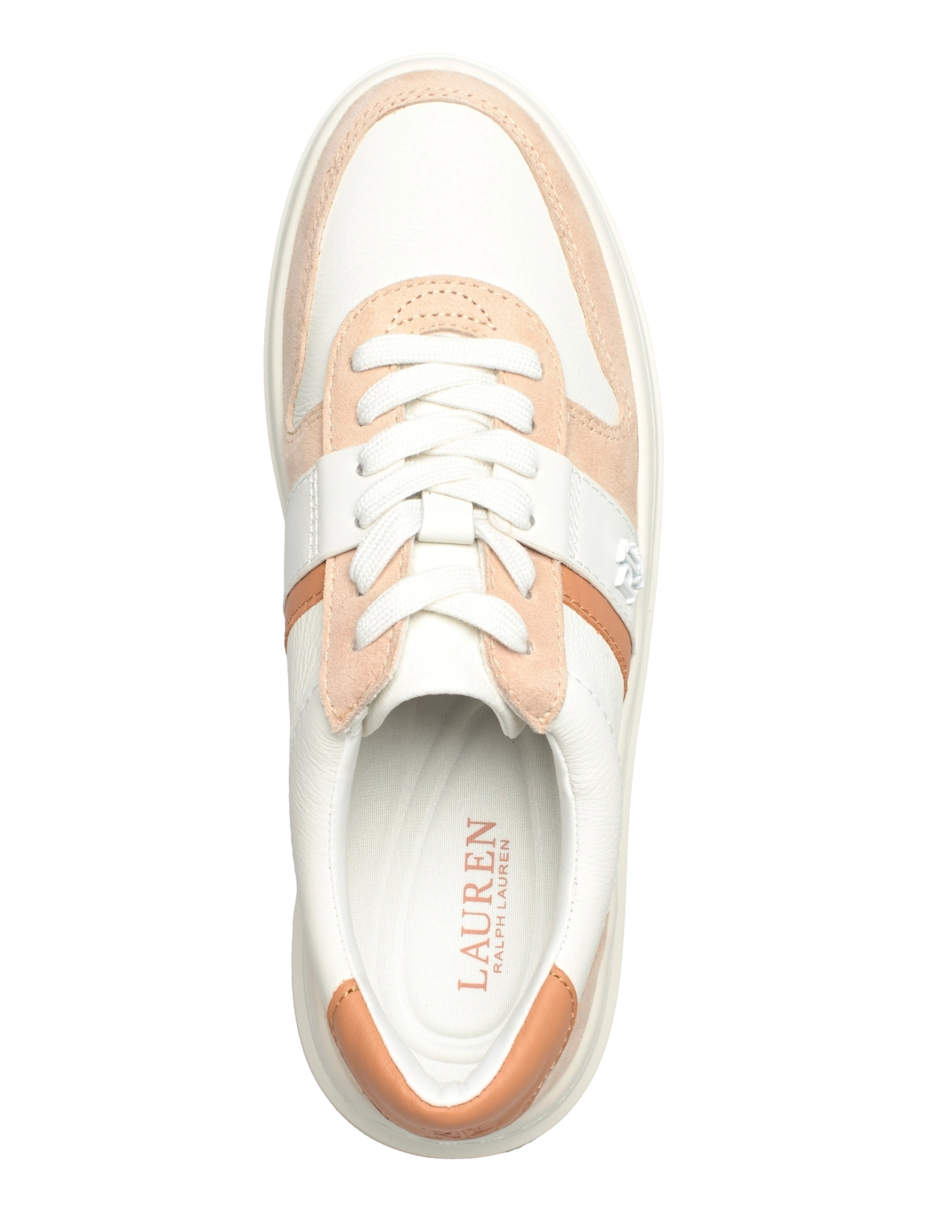 Lauren Ralph Lauren - Harlie Color-Blocked Leather Sneaker - snow white/sand d - 3