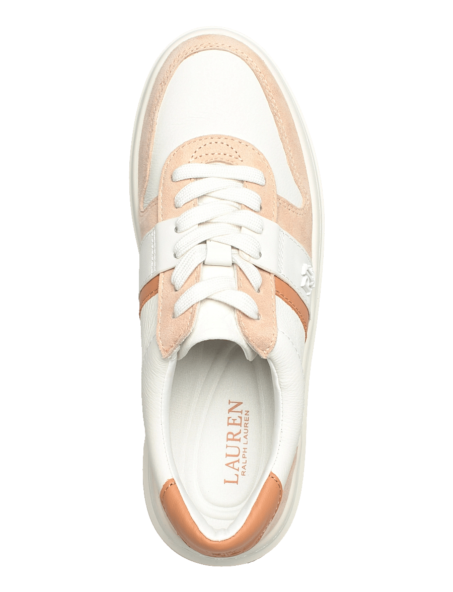 Lauren Ralph Lauren - Harlie Color-Blocked Leather Sneaker - snow white/sand d - 3