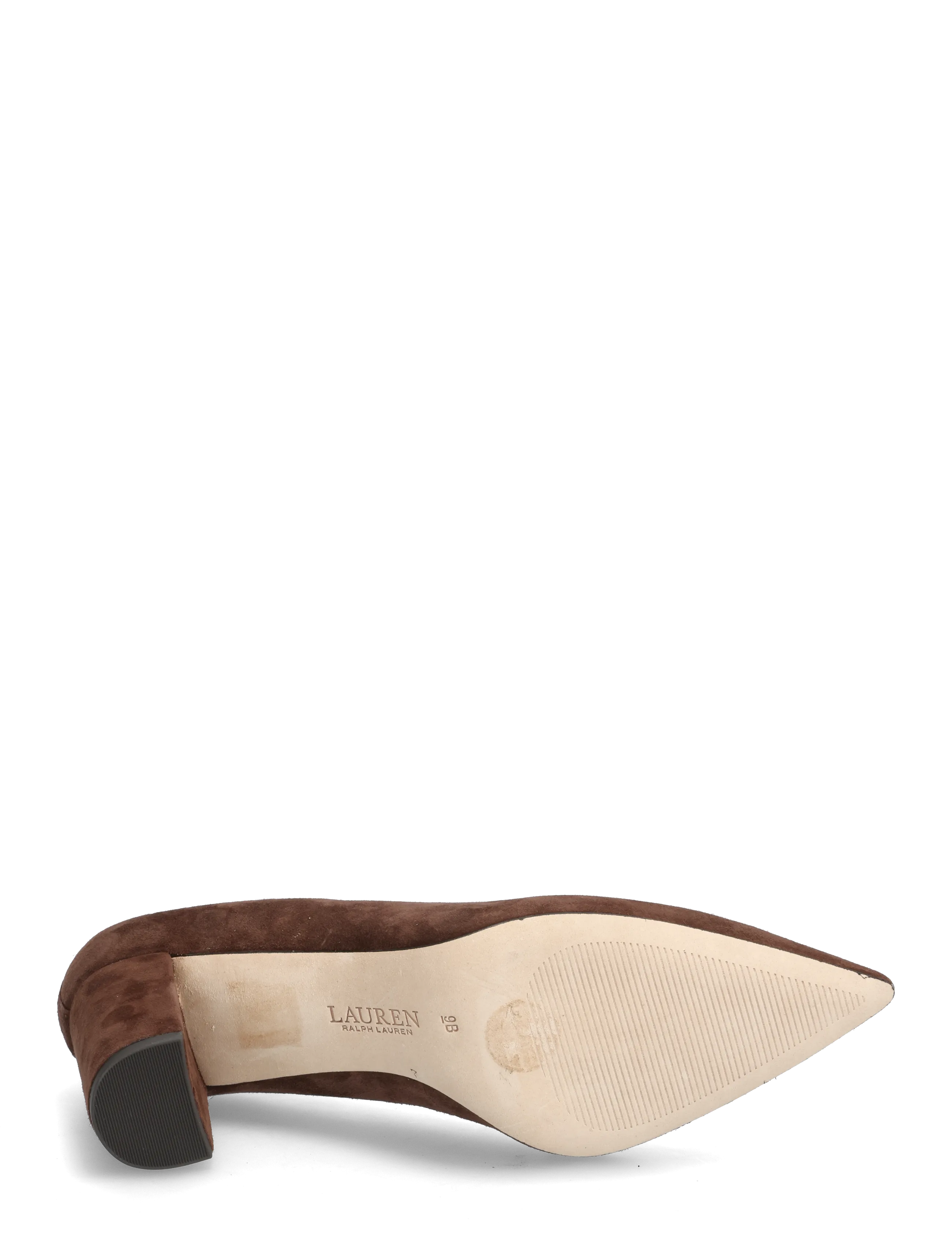 Lauren Ralph Lauren - Lanette Suede Block-Heel Pump - dark hickory - 4