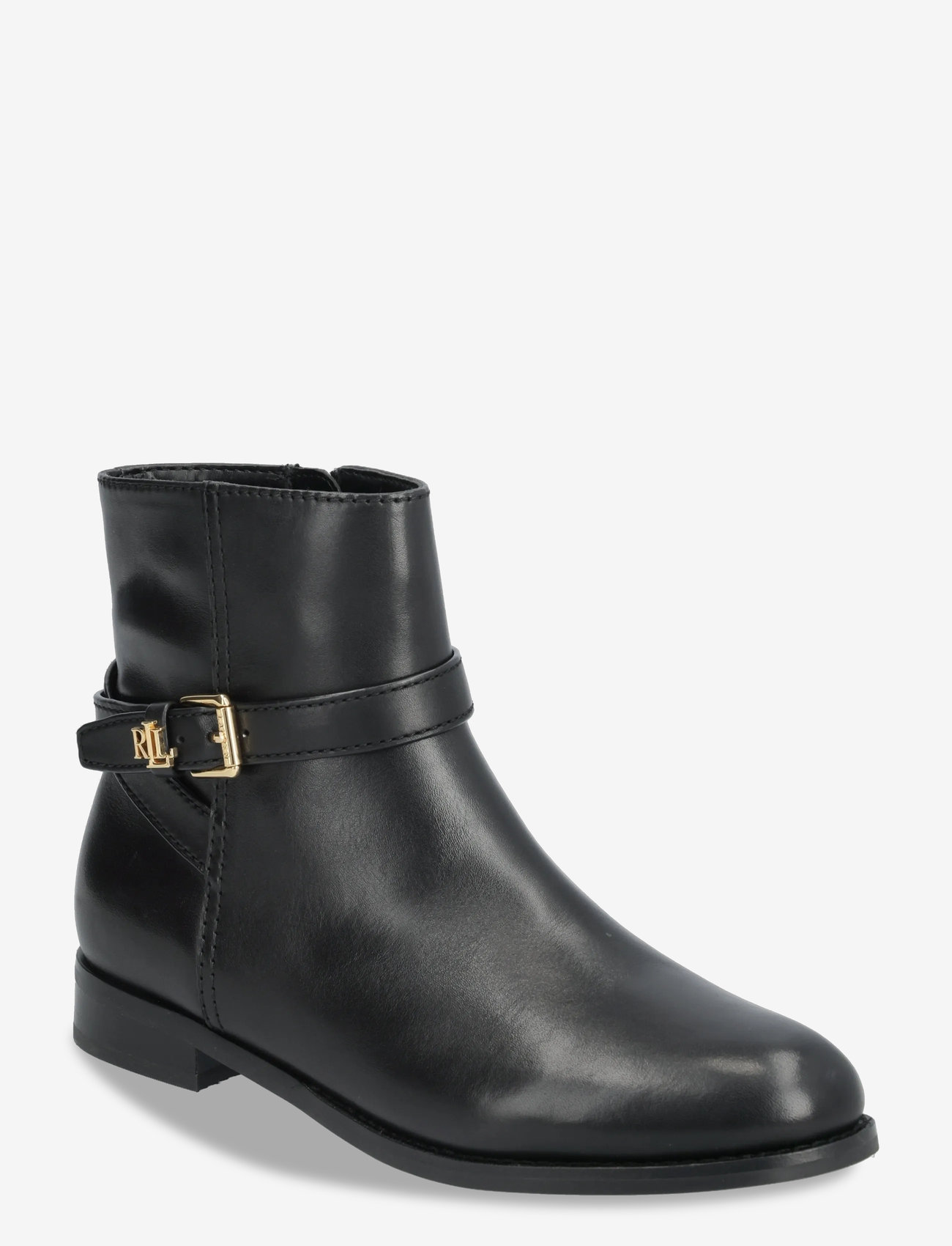 Lauren Ralph Lauren - Brooke II Burnished Leather Bootie - flache stiefeletten - black - 0